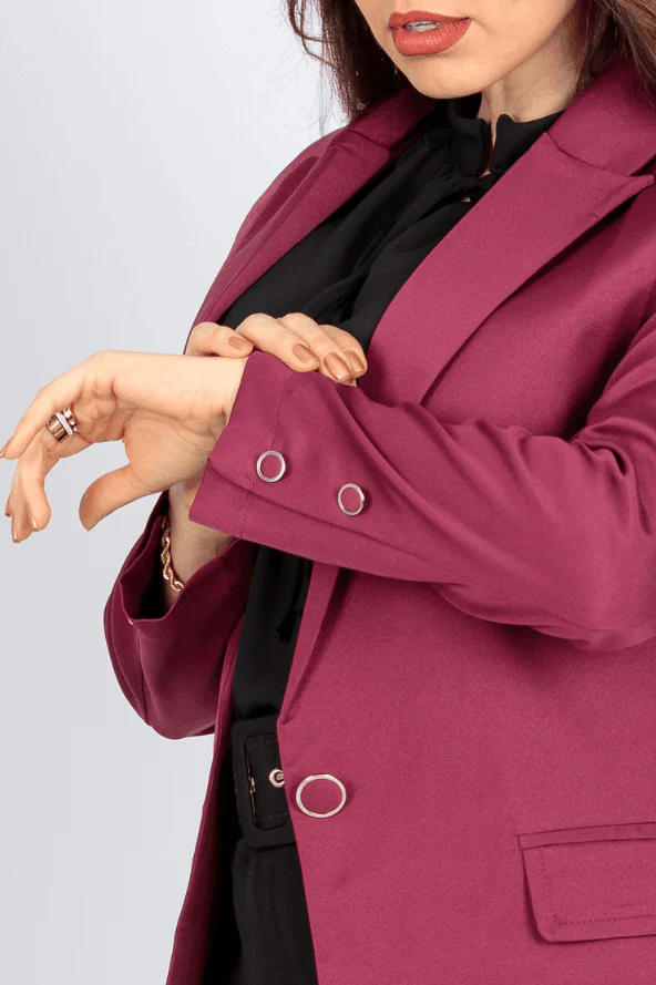 Blazer Alongado Detalhe Botões Fabiola Bordô - Image 4