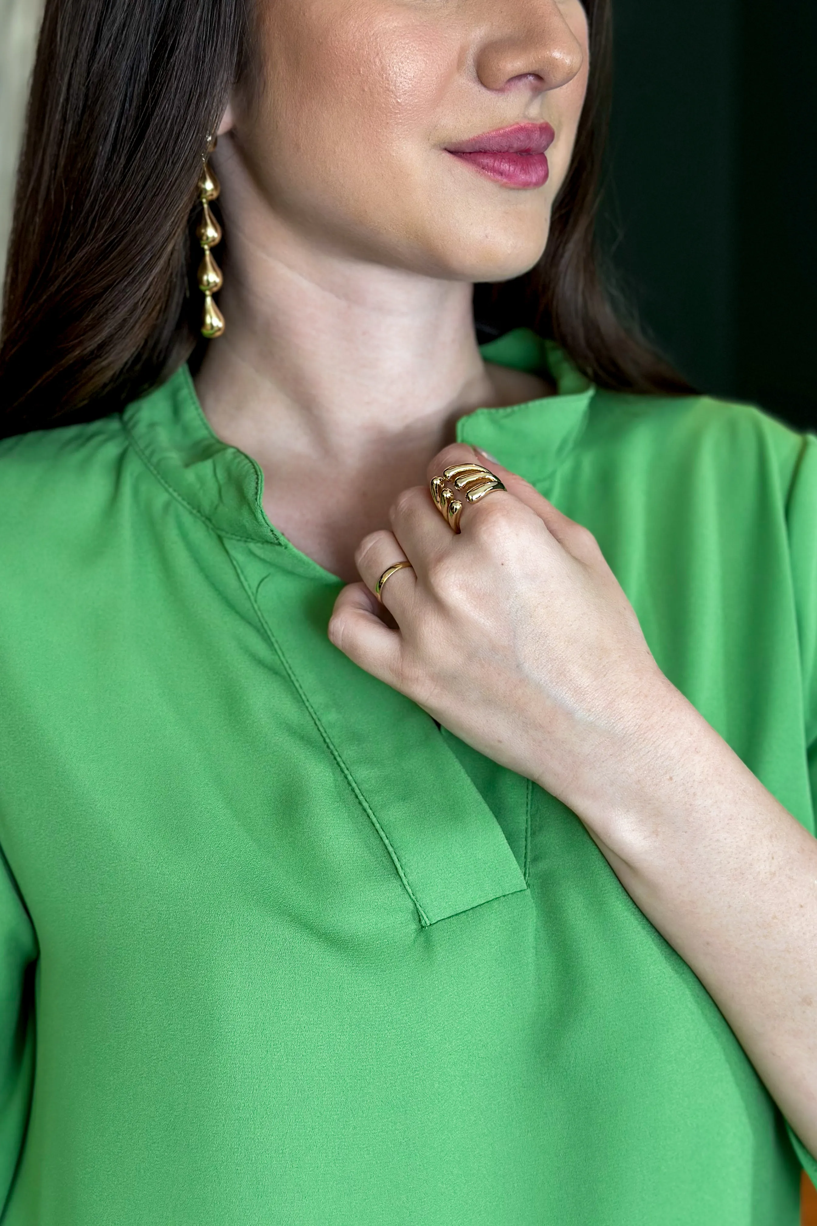 Blusa Manga 3/4 Decote "V" Deise Verde - Image 9