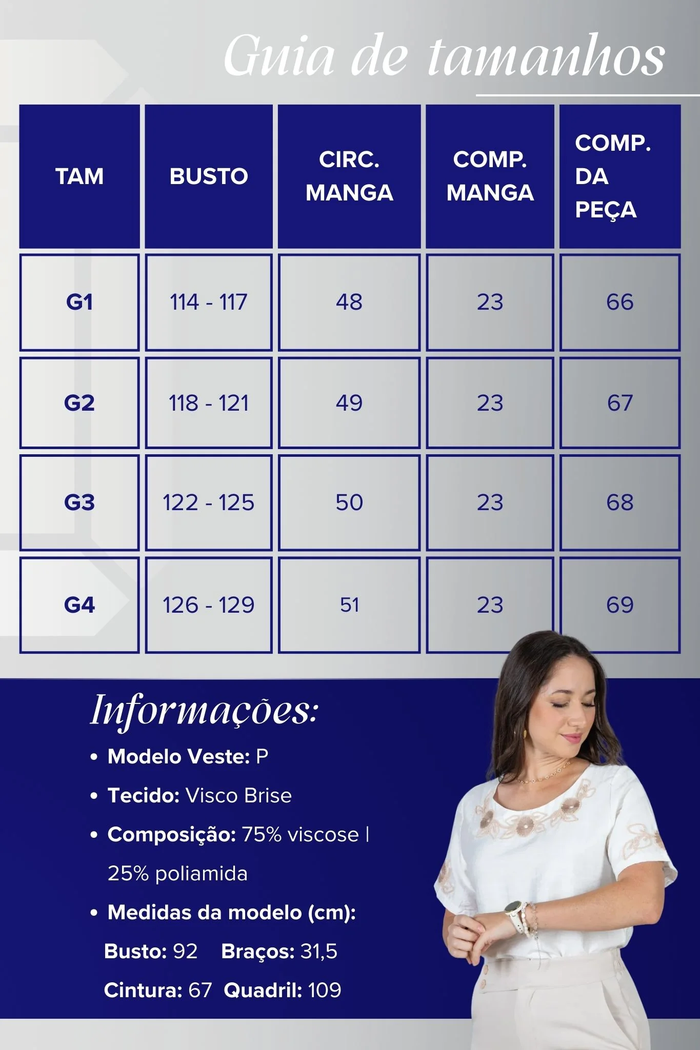 Blusa Manga Curta com Detalhes Bordados Colo Visco Brise Camila Branca - Image 4