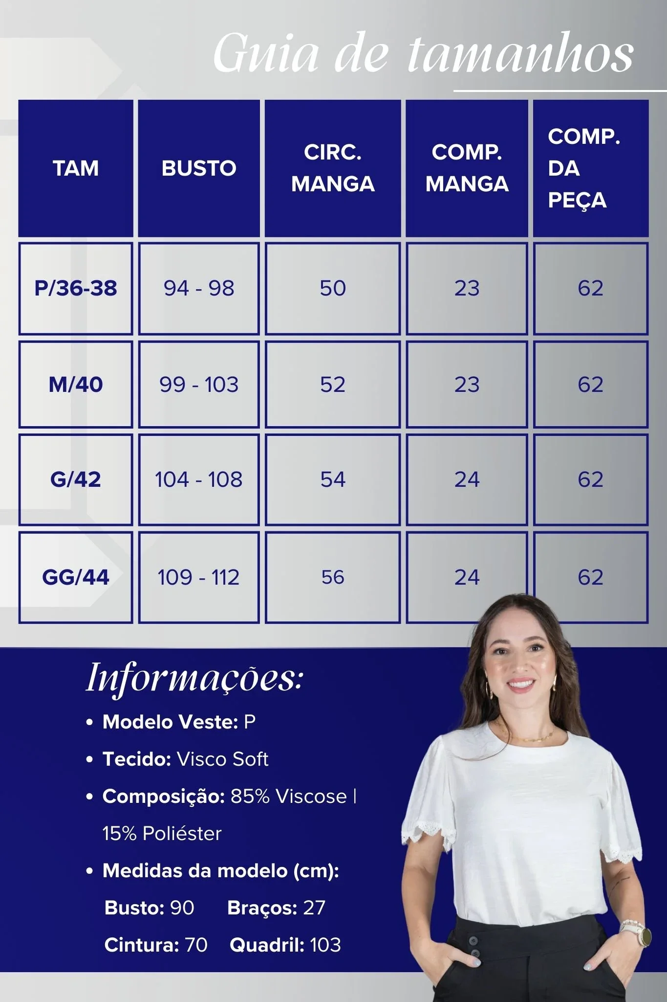 Blusa Manga Curta com Detalhes Bordados em Visco Soft Wanda Branca - Image 3