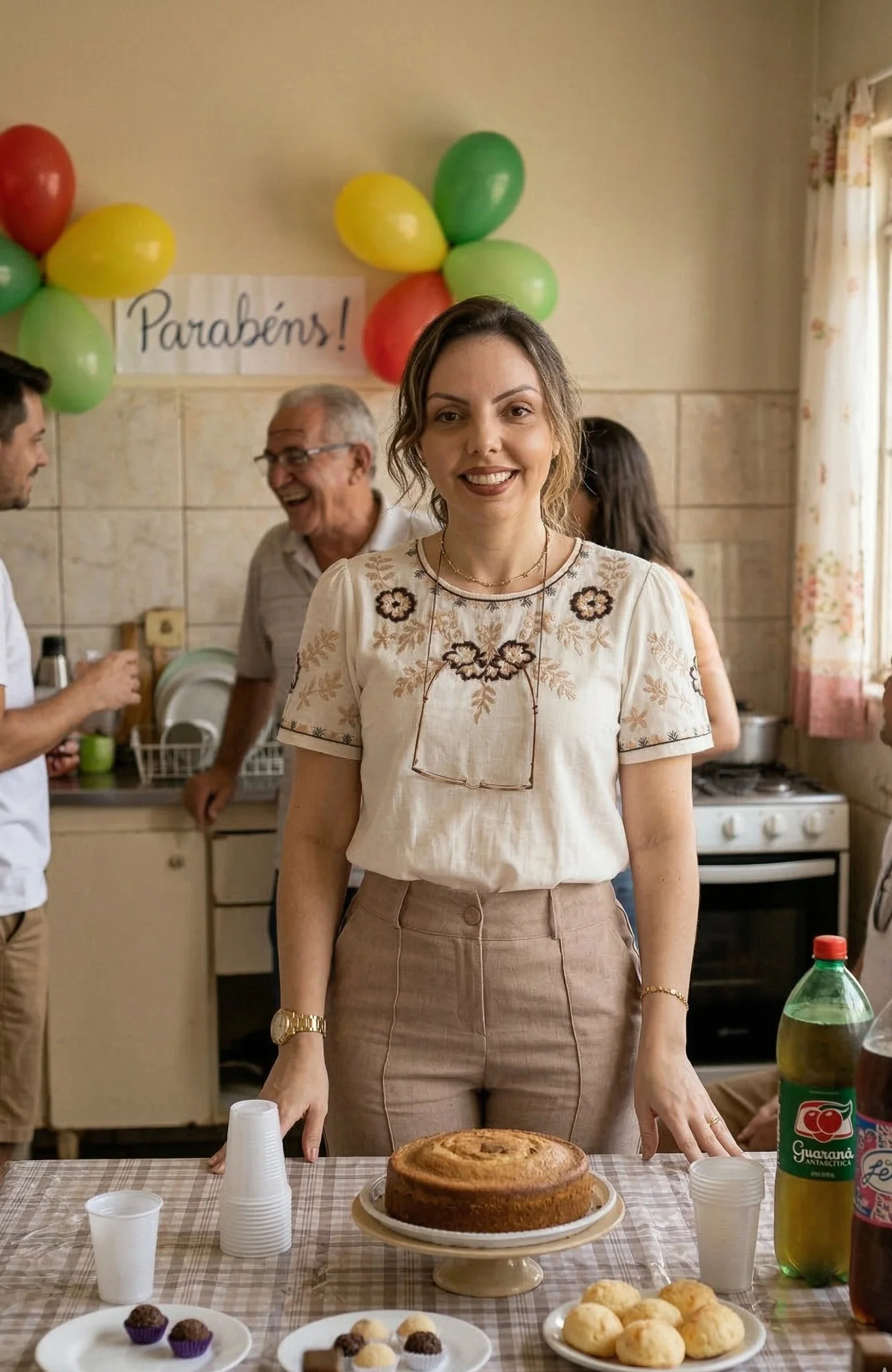 Blusa Manga Curta Visco-Linho Detalhes Bordados em Flores Darcy Branca - Image 4