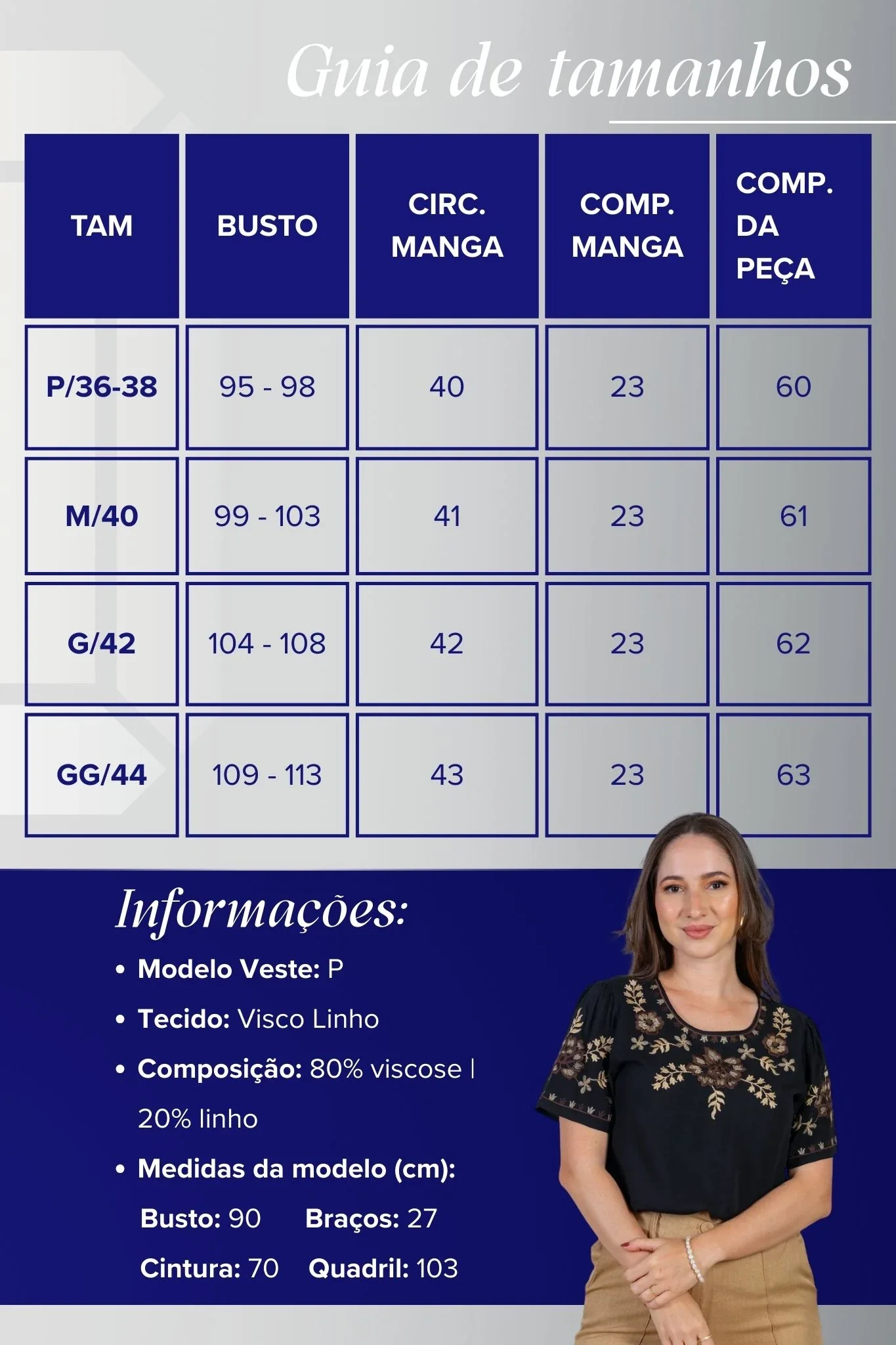 Blusa Manga Curta Visco-Linho Detalhes Bordados em Flores Darcy Preta - Image 3