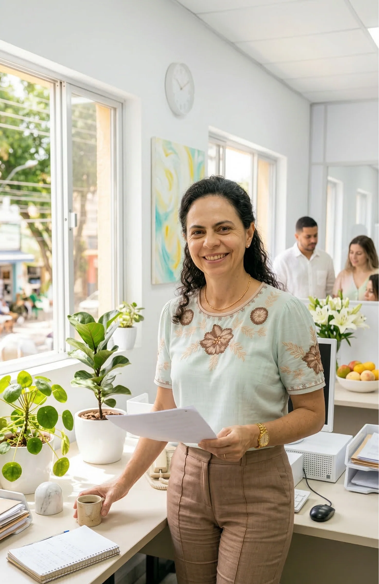 Blusa Manga Curta Visco-Linho Detalhes Bordados em Flores Darcy Verde - Image 4