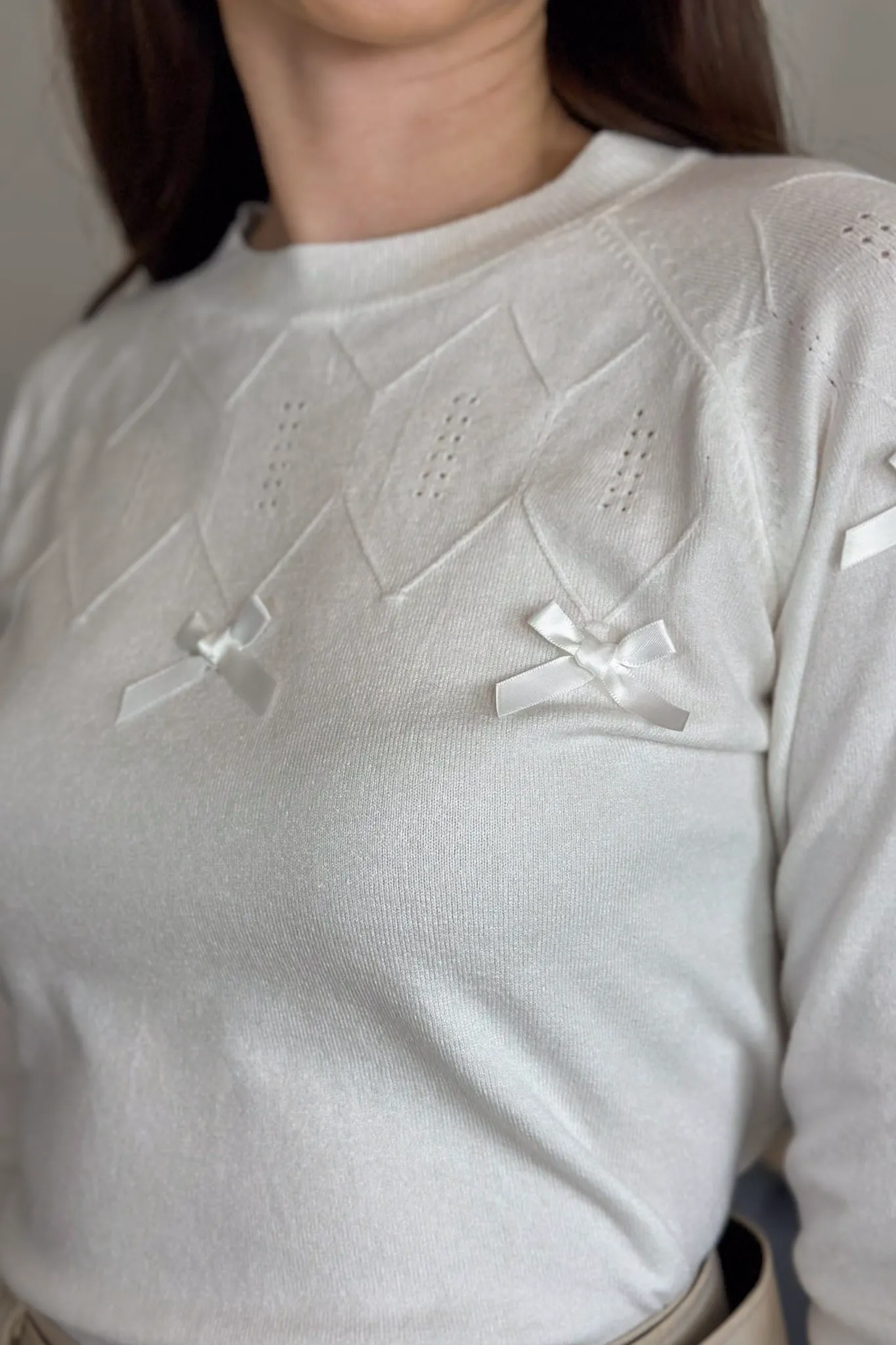 Blusa Manga Longa Em Tricot Cotton Ágata Branco - Image 10