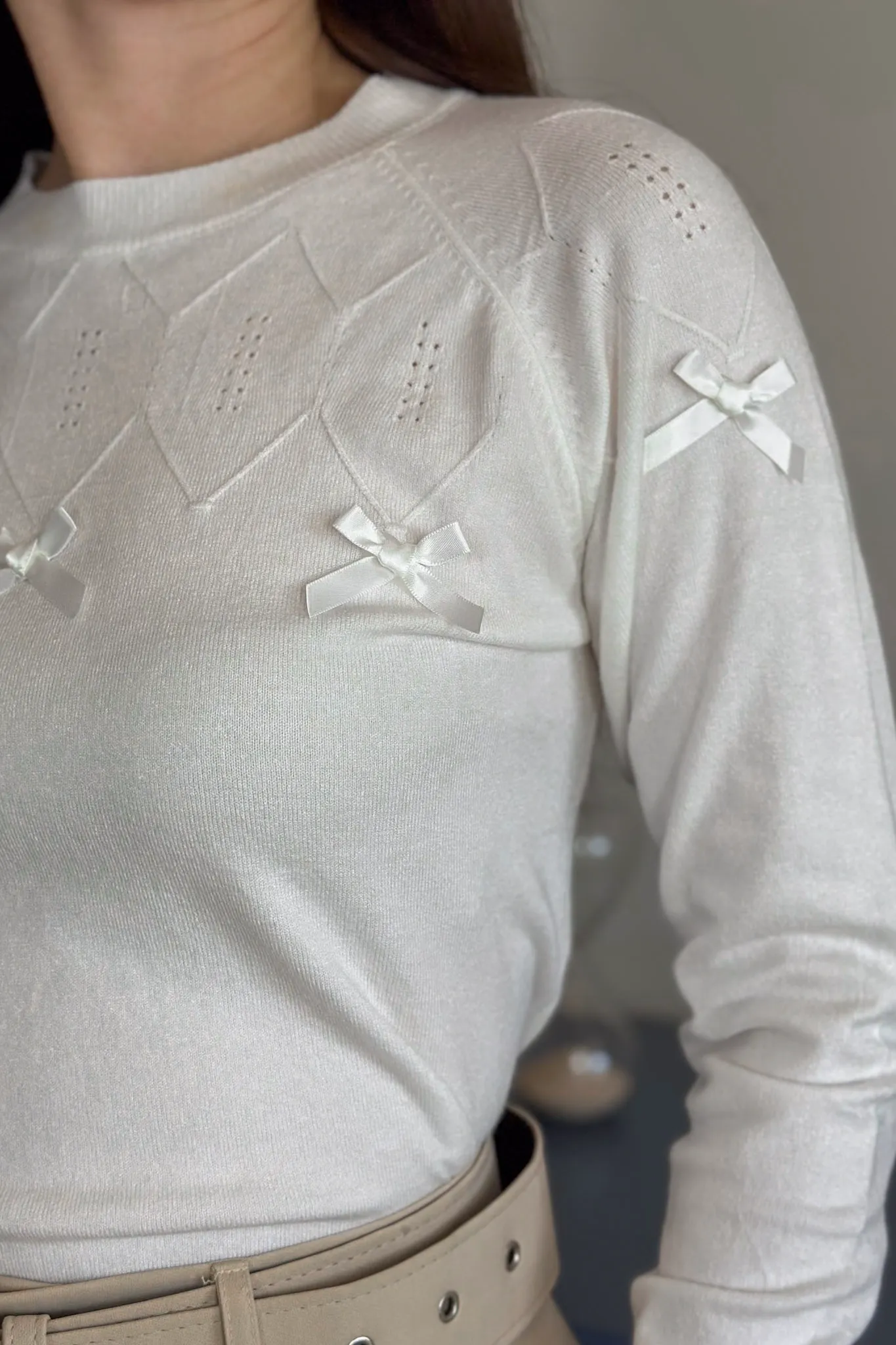 Blusa Manga Longa Em Tricot Cotton Ágata Branco - Image 13