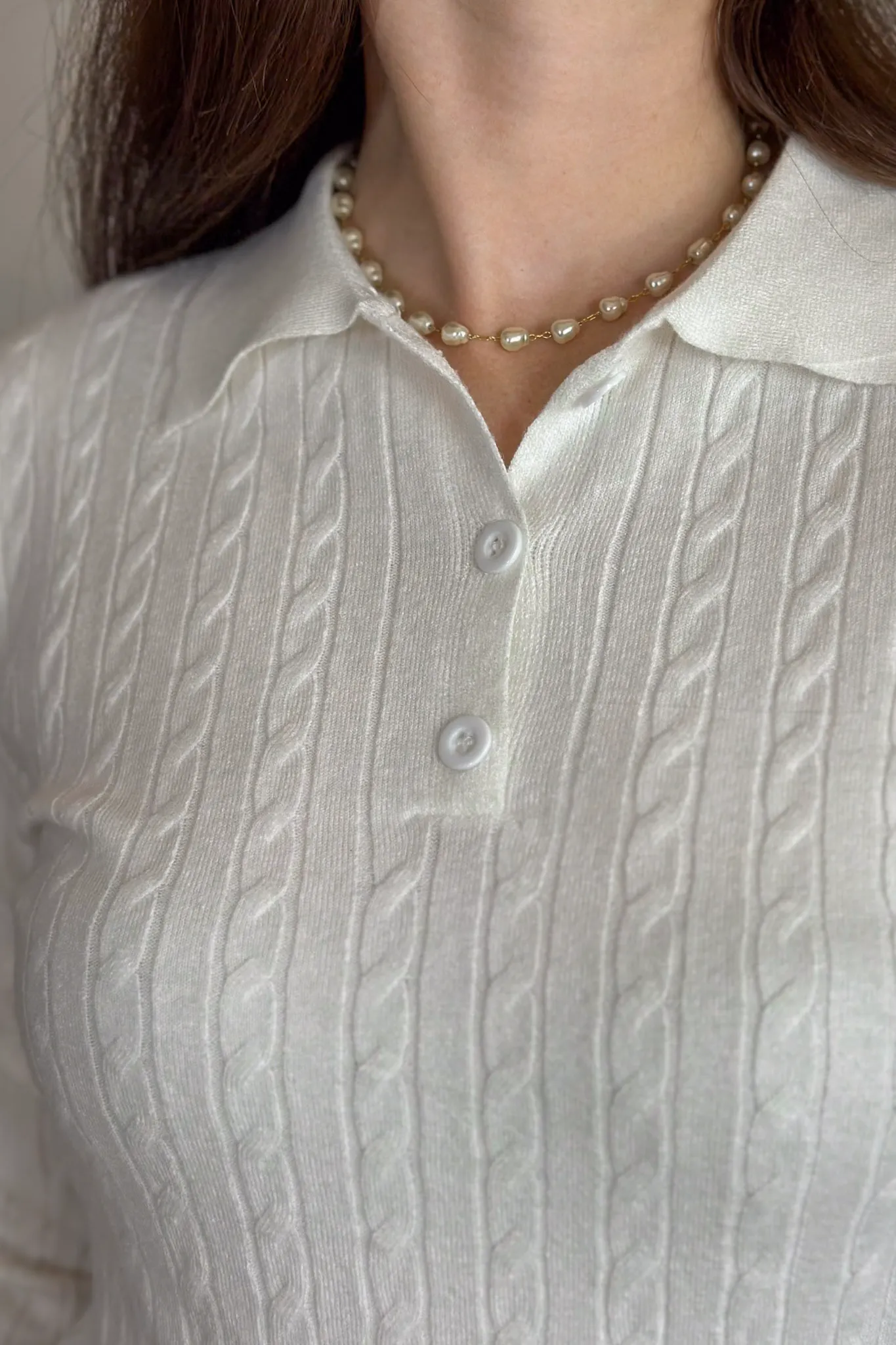 Blusa Manga Longa Em Tricot Cotton Antonella Branco - Image 11