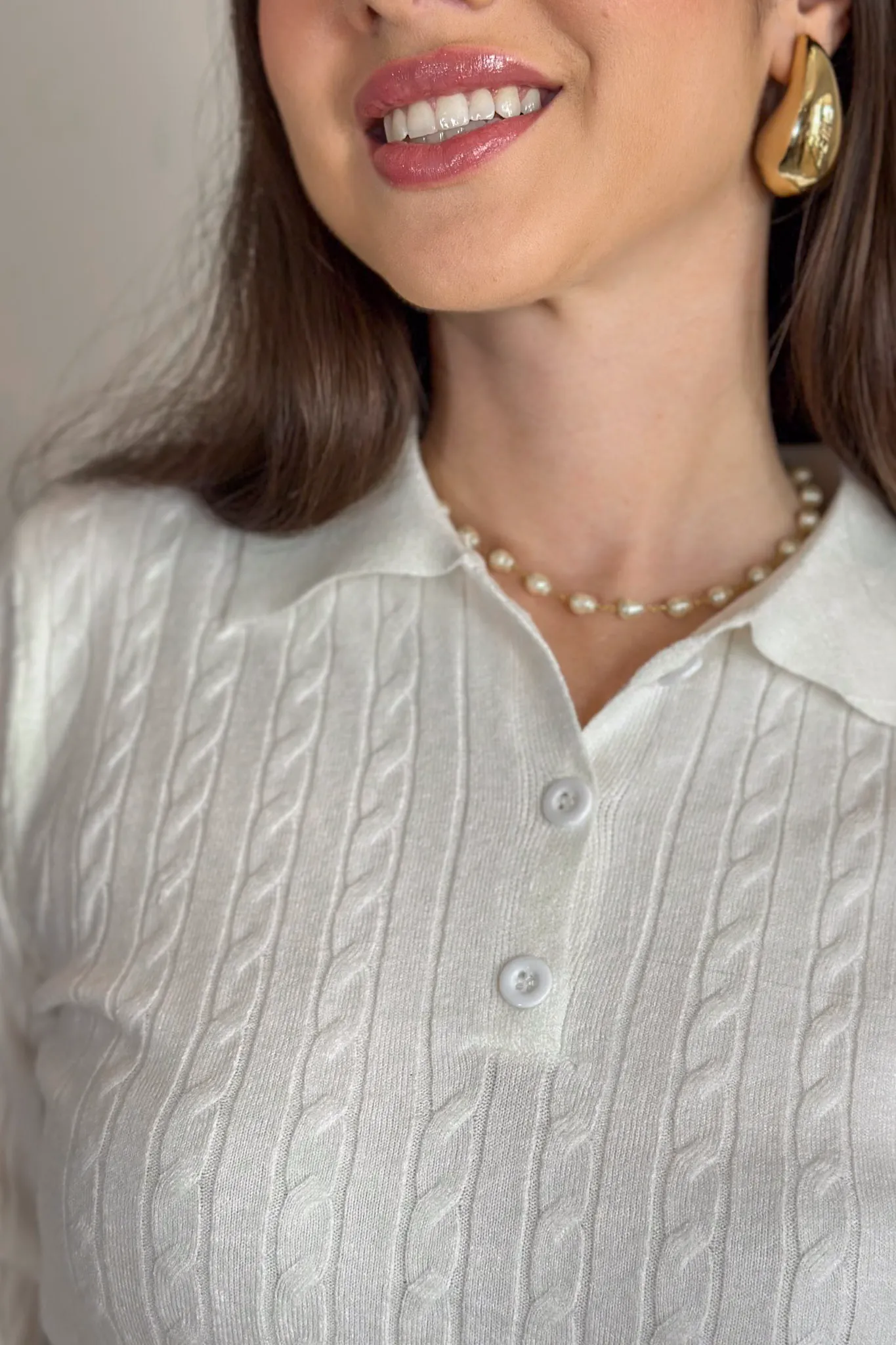 Blusa Manga Longa Em Tricot Cotton Antonella Branco - Image 12