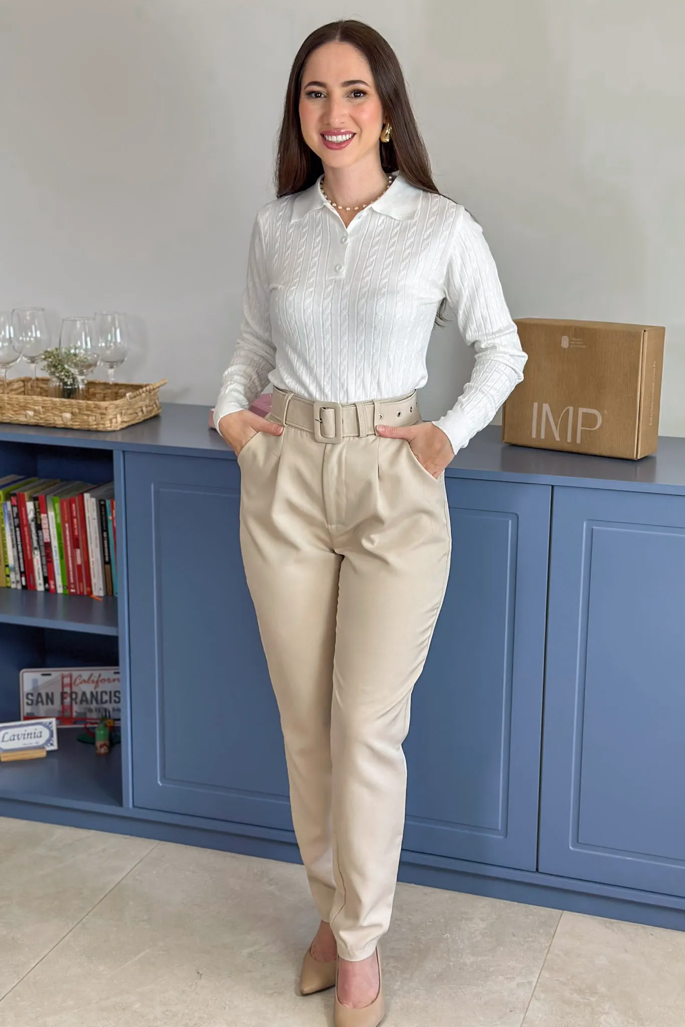 Blusa Manga Longa Em Tricot Cotton Antonella Branco - Image 13