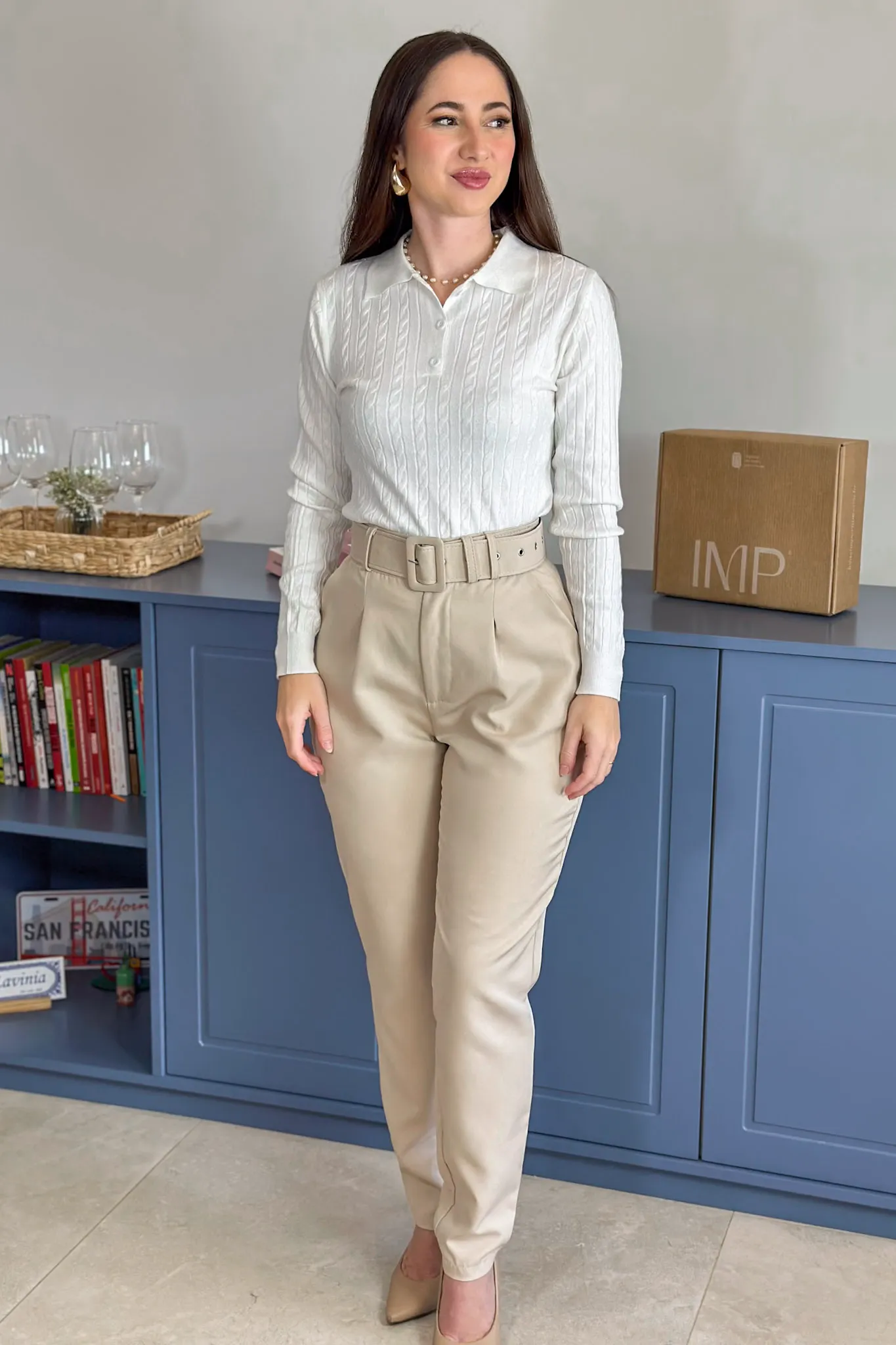 Blusa Manga Longa Em Tricot Cotton Antonella Branco - Image 14