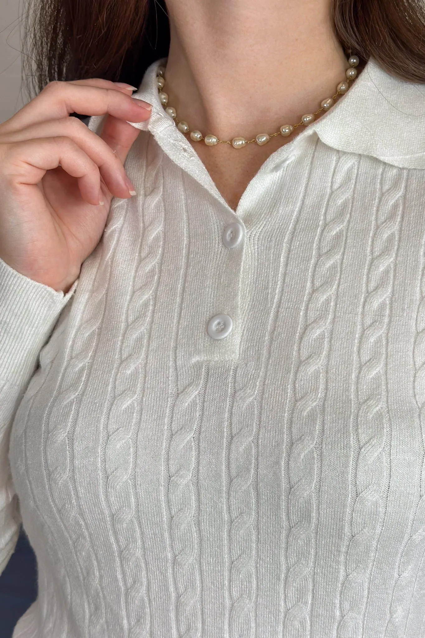 Blusa Manga Longa Em Tricot Cotton Antonella Branco - Image 16