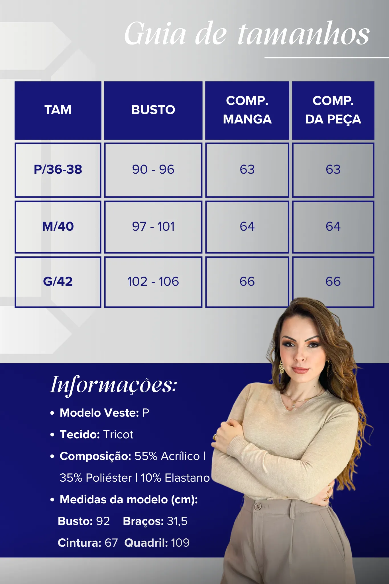 Blusa Manga Longa Em Tricot Luma Bege - Image 5