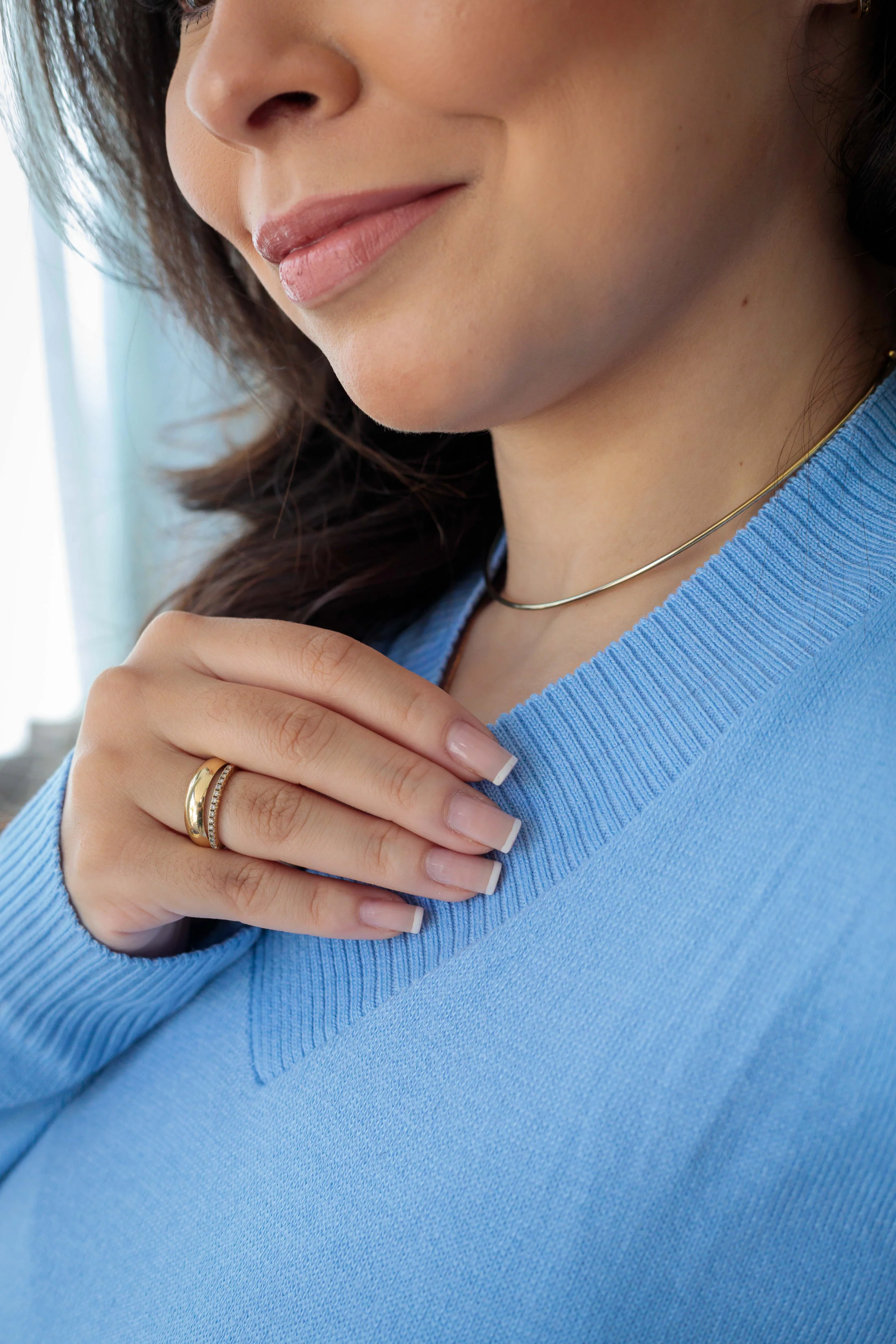 Blusa Manga Longa Tricot Decote Transpassado Noemi Azul Claro - Image 8