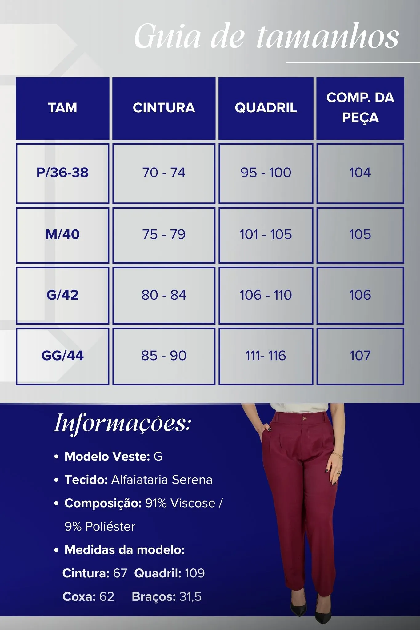 Calça Corte Reto Alfaiataria Serena Laísa Marsala - Image 5