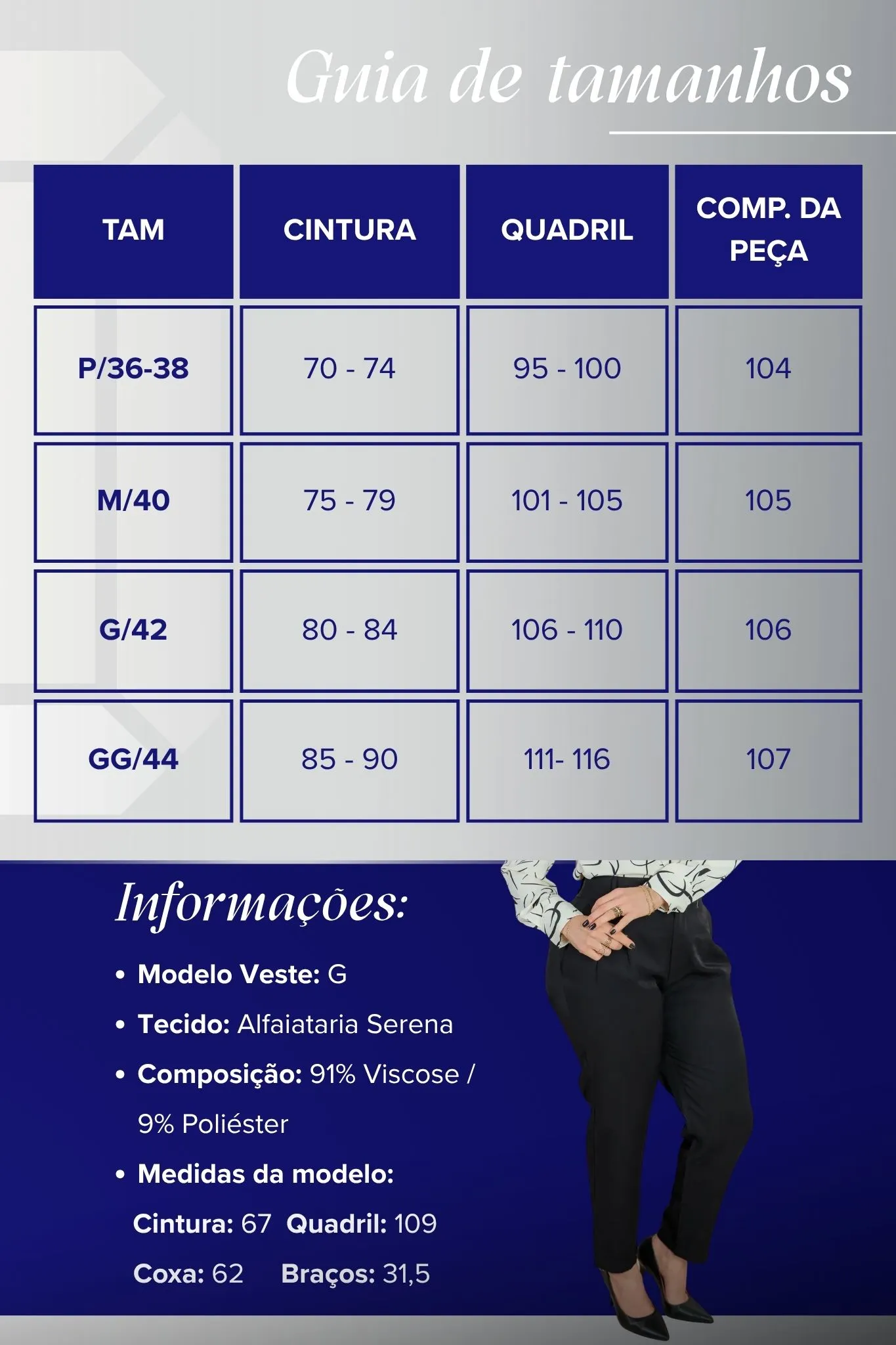 Calça Corte Reto Alfaiataria Serena Laísa Preta - Image 5