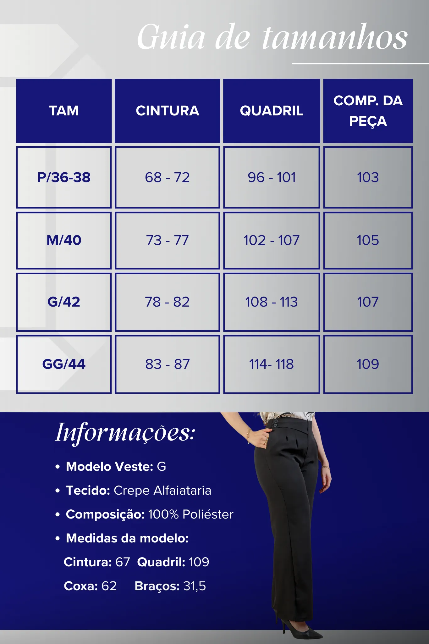 Calça Corte Reto Alfaiataria Detalhe Cós Eloísa Preta - Image 5