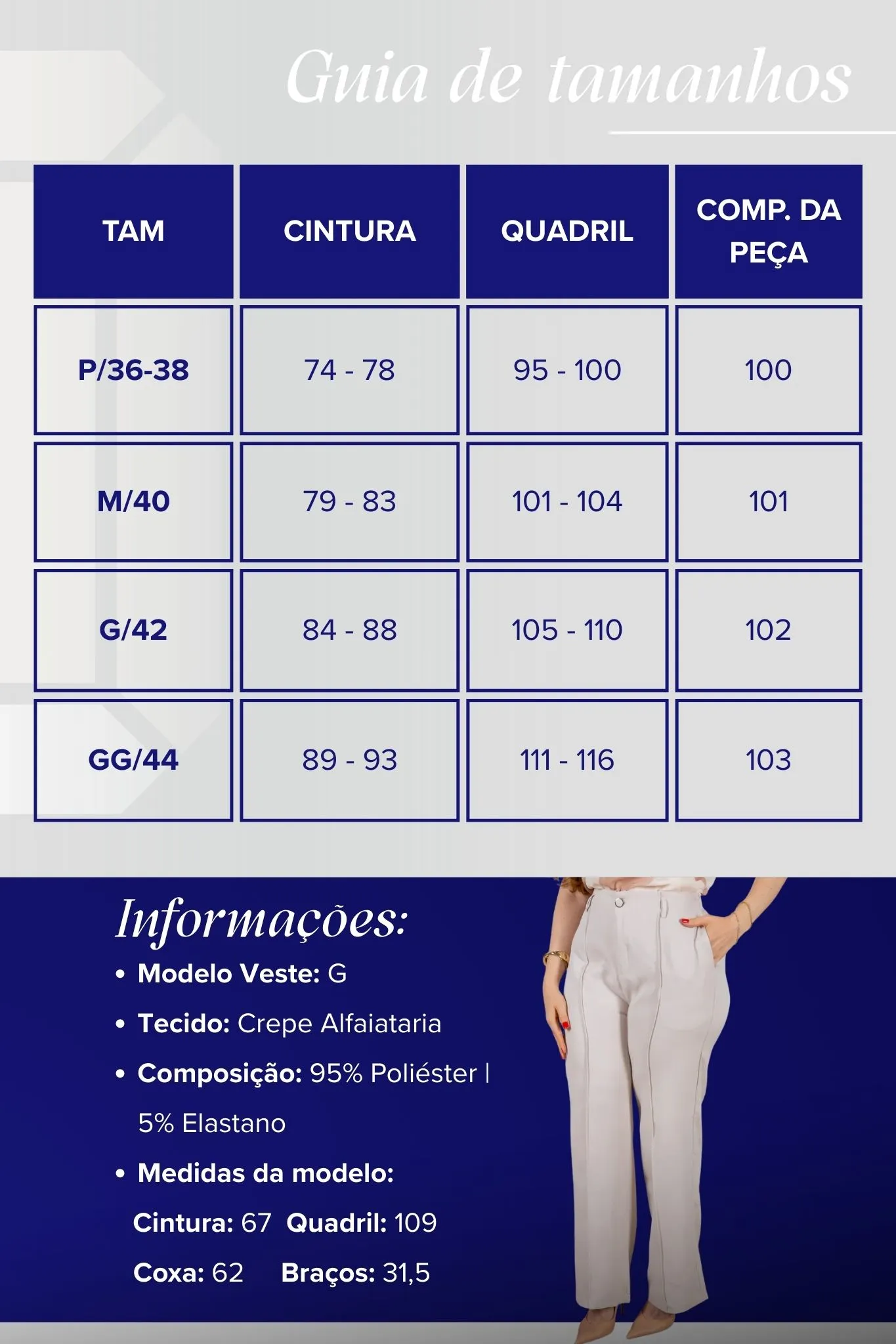 Calça Pantalona Alfaiataria Botão Encapado Margareth Creme - Image 3