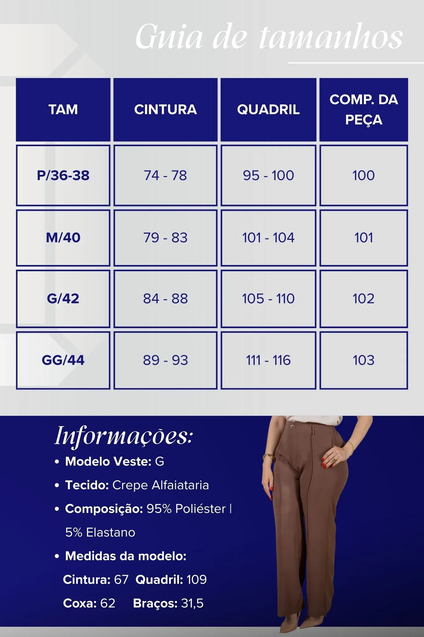 Calça Pantalona Alfaiataria Botão Encapado Margareth Marrom - Image 3