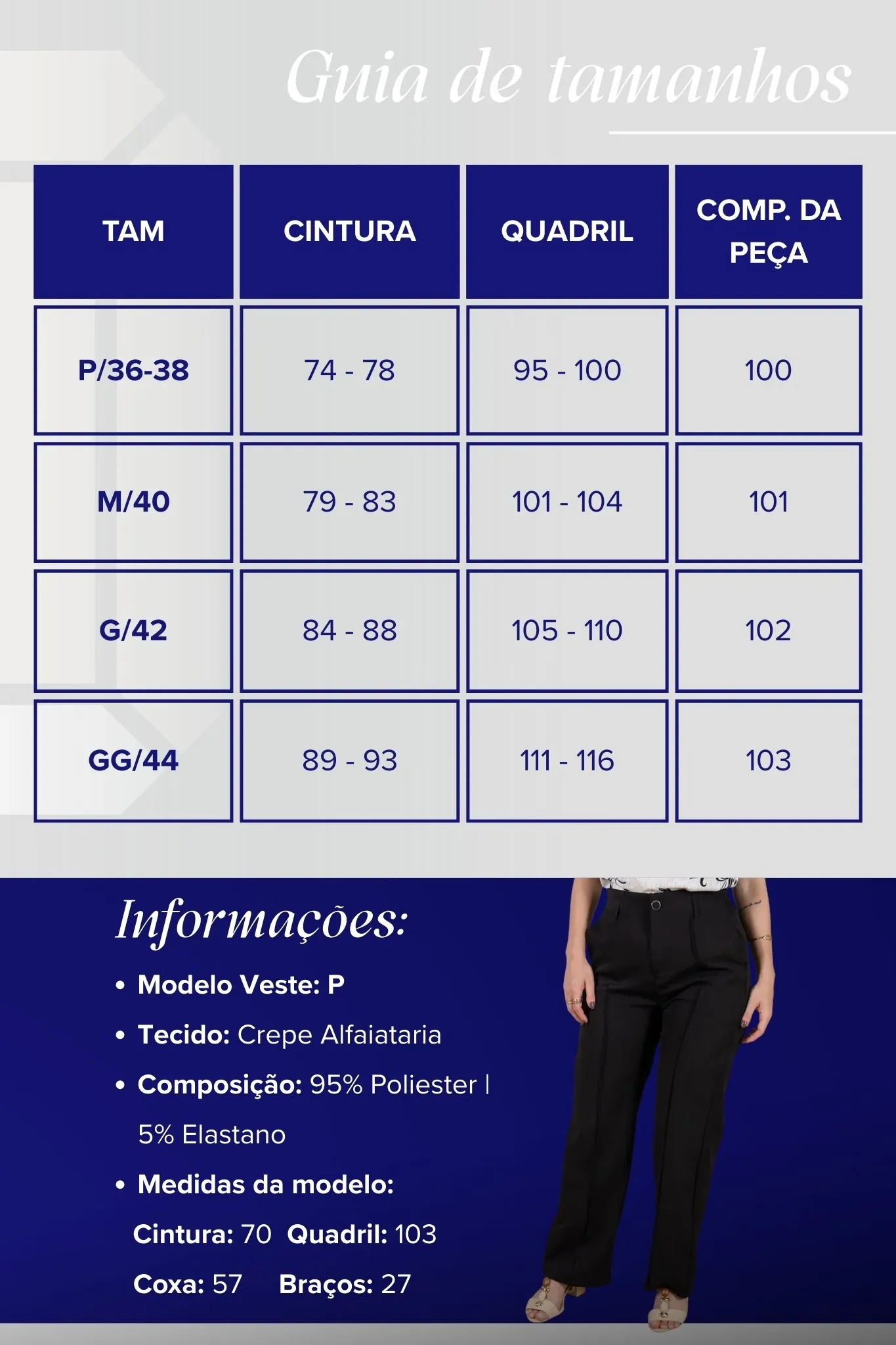 Calça Pantalona Alfaiataria Botão Encapado Margareth Preta - Image 3