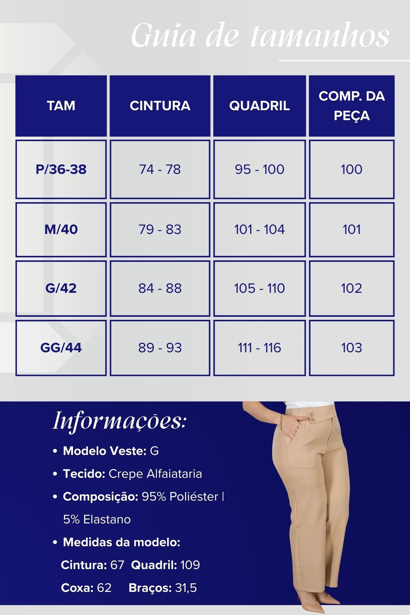 Calça Corte Reto em Alfaiataria Cós Assimétrico com Elástico Yasmin Bege - Image 3