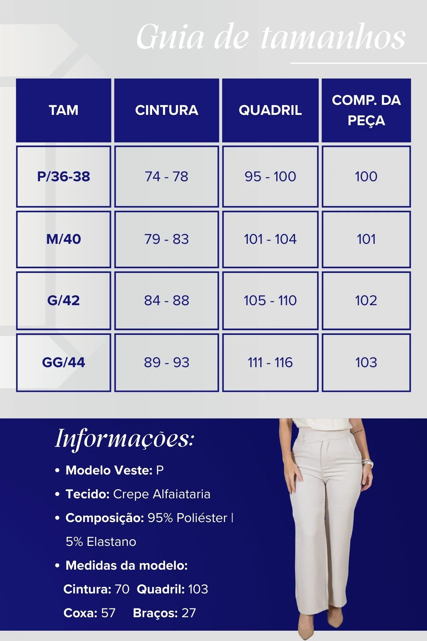 Calça Corte Reto em Alfaiataria Cós Assimétrico com Elástico Yasmin Creme - Image 3