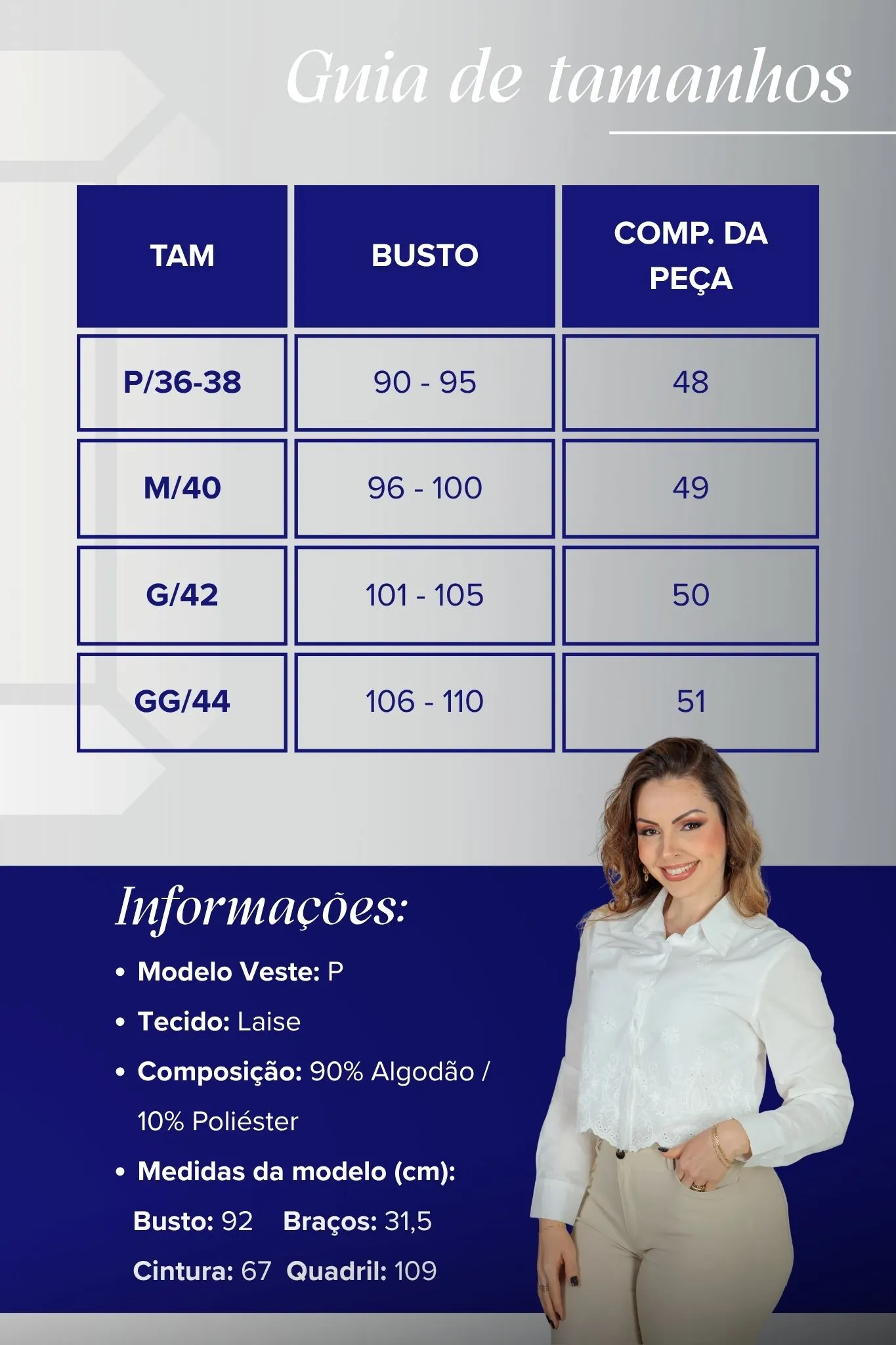 Camisa Em Laise Roseli Branca - Image 5