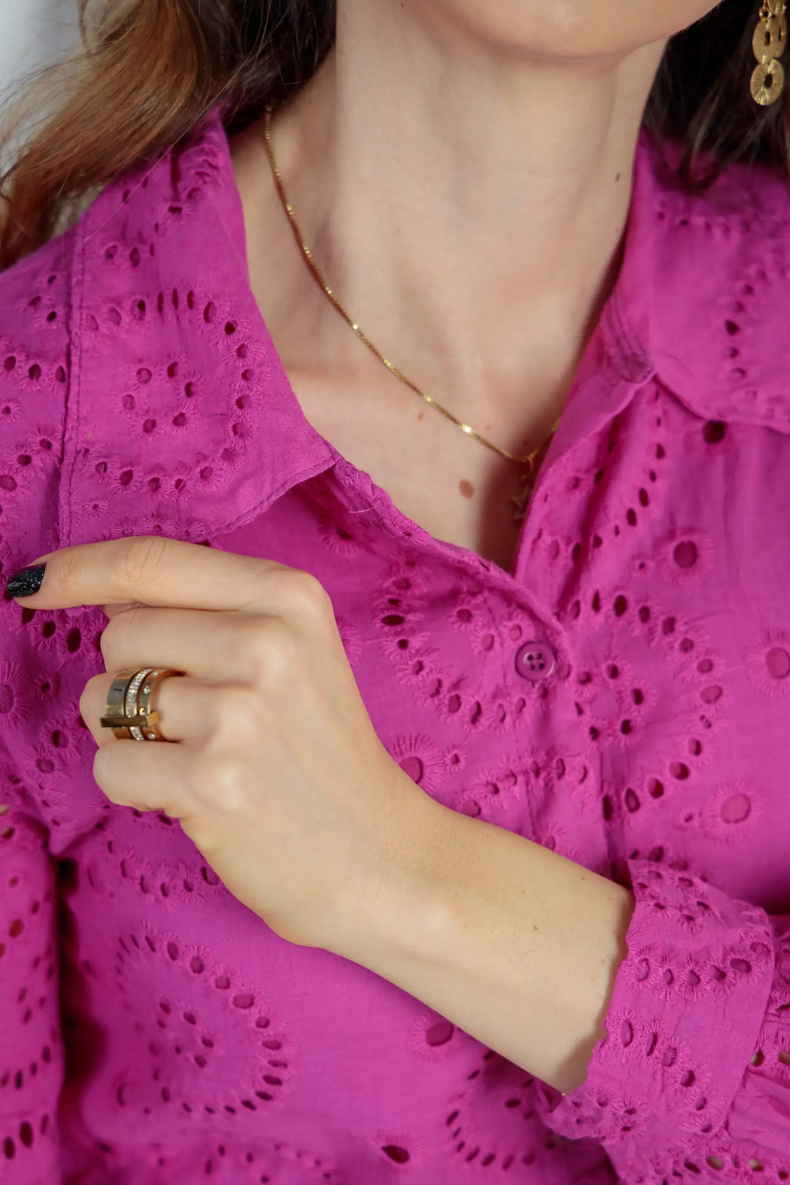 Camisa Manga Longa Em Laise Maia Fúcsia - Image 8