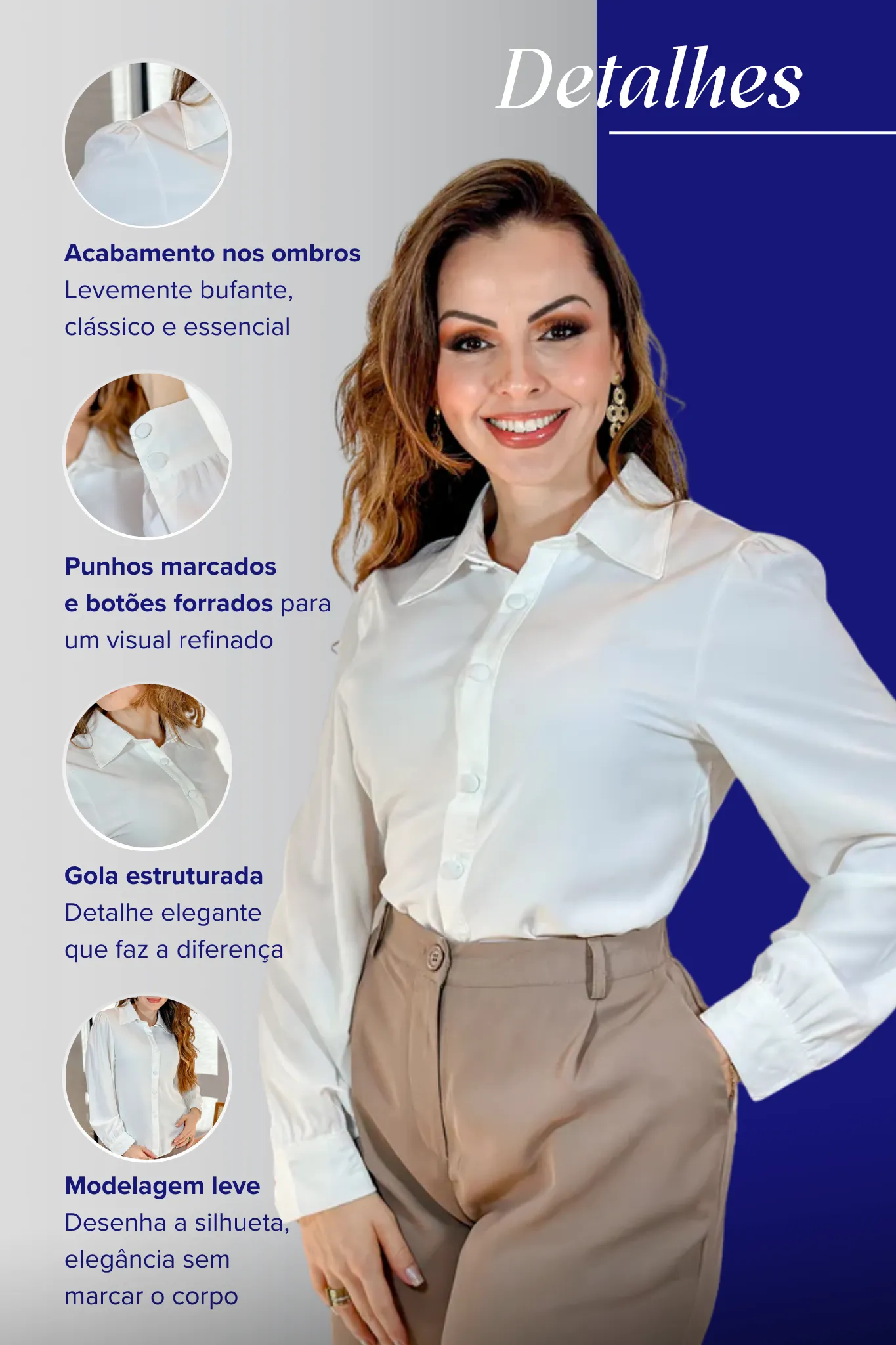Camisa Manga Longa Lisa Gabriela Branca - Image 6