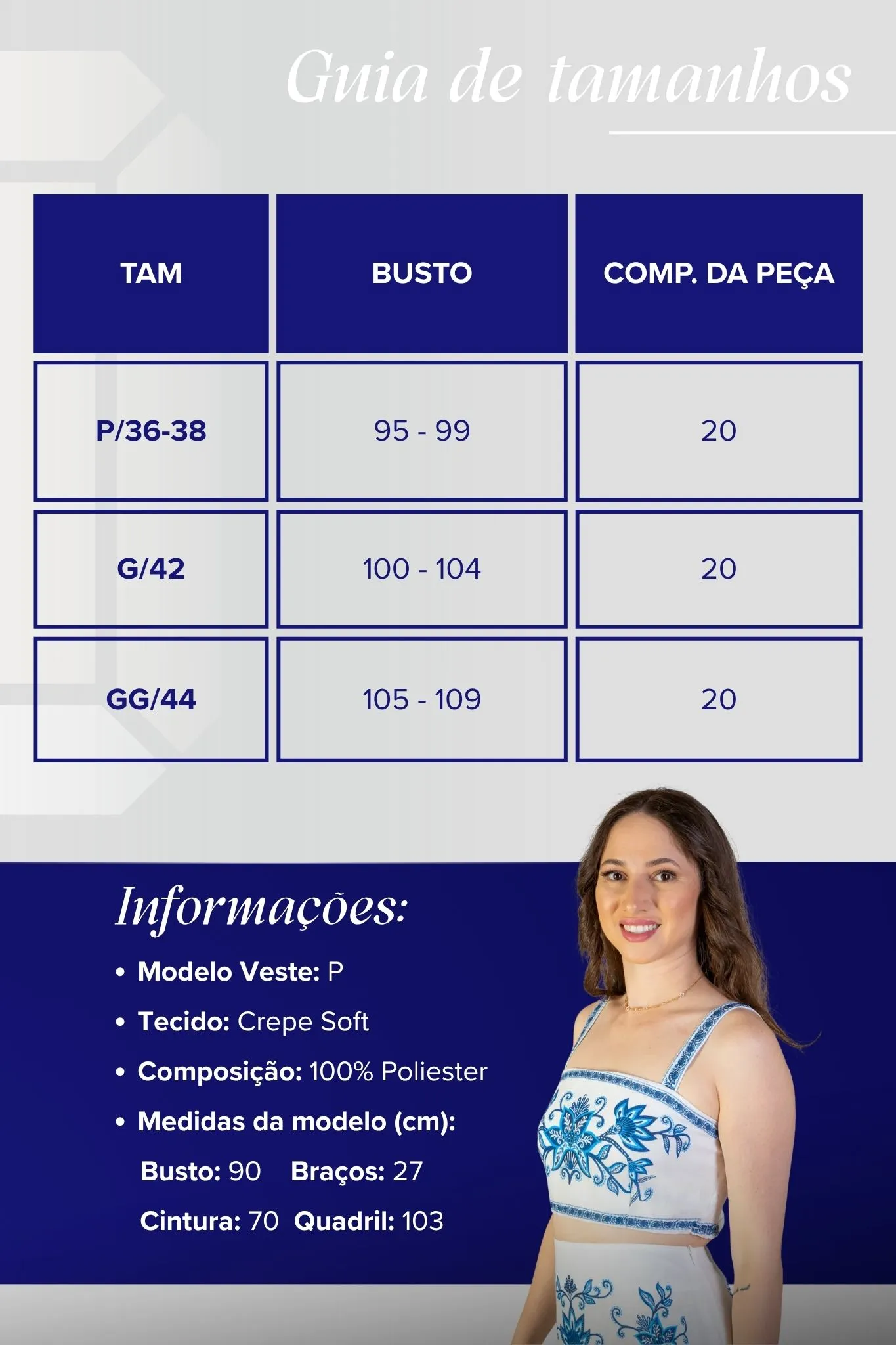 Cropped Marina Ruy Crepe Soft Estampado Azul - Image 3