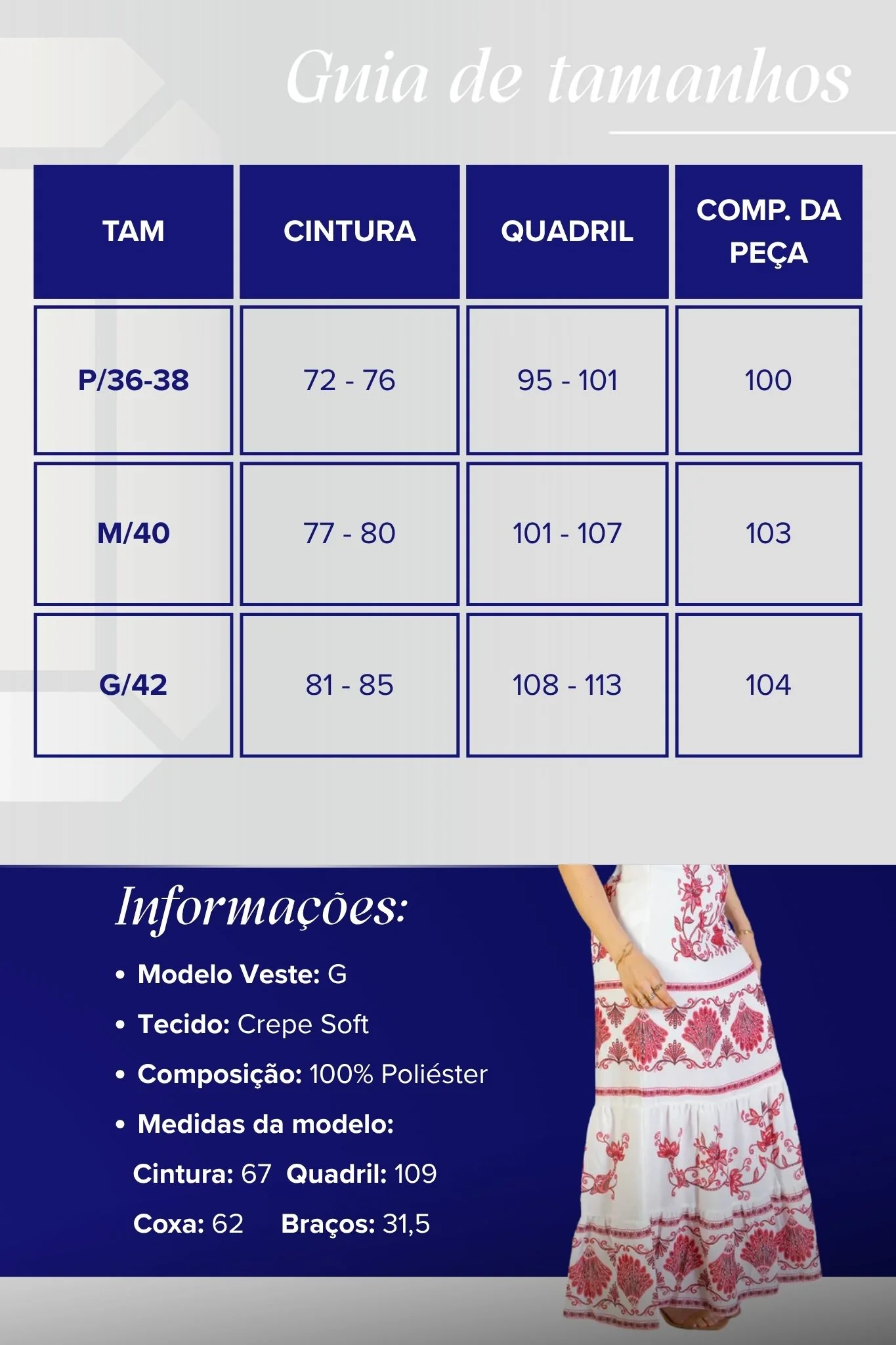 Saia Longa Camadas Crepe Soft Marina Ruy Estampada Vermelha - Image 3