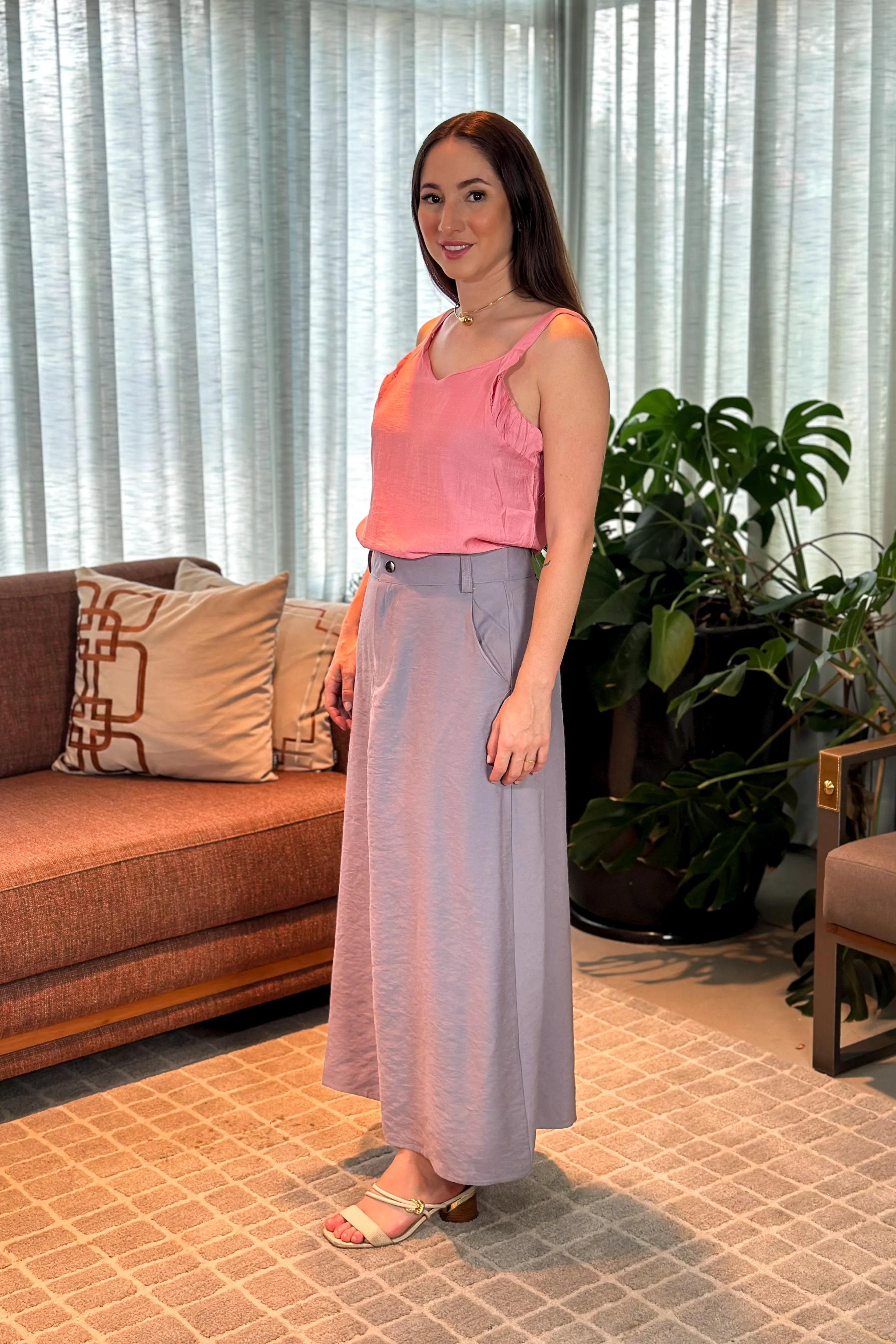 Saia Midi Visco Premium Carol Cinza - Image 10