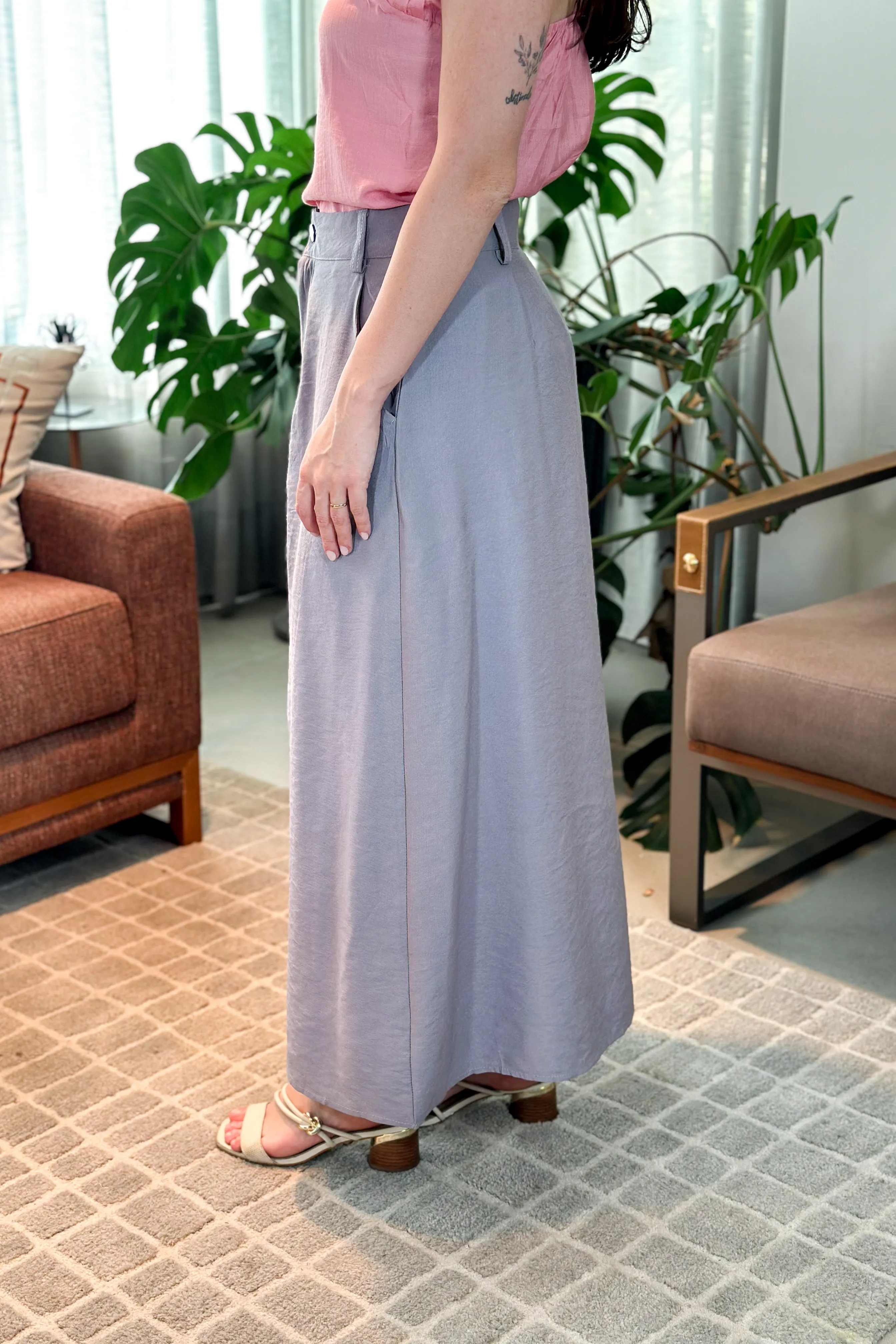 Saia Midi Visco Premium Carol Cinza - Image 3