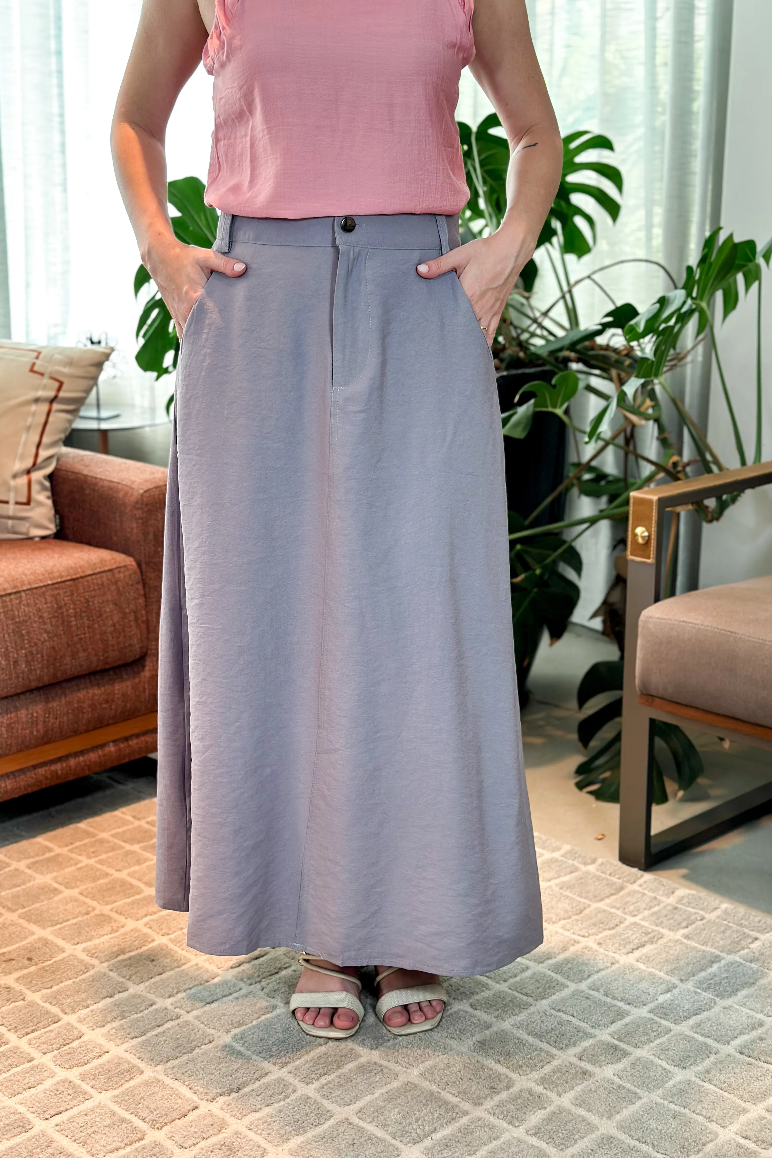 Saia Midi Visco Premium Carol Cinza - Image 6