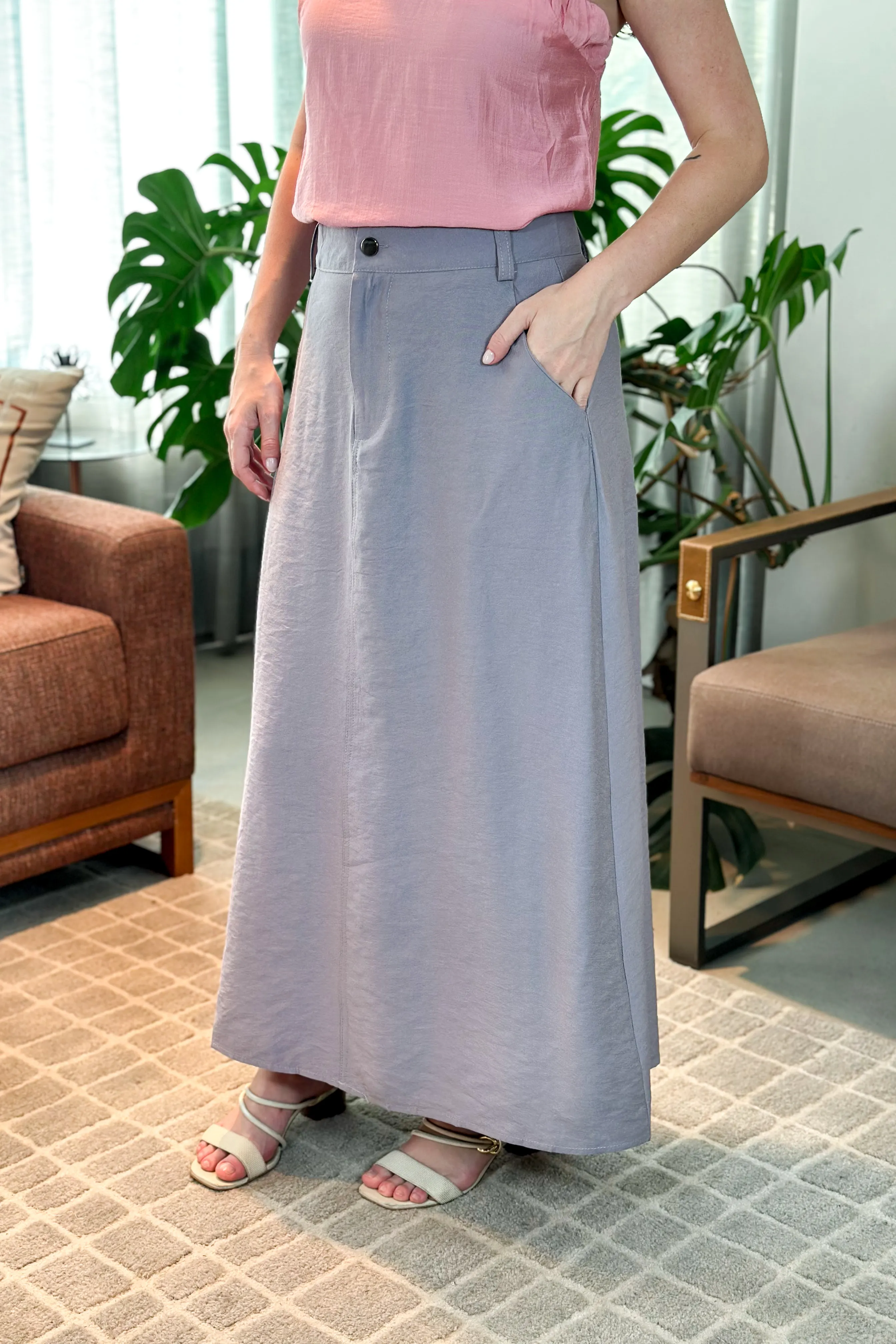 Saia Midi Visco Premium Carol Cinza - Image 7
