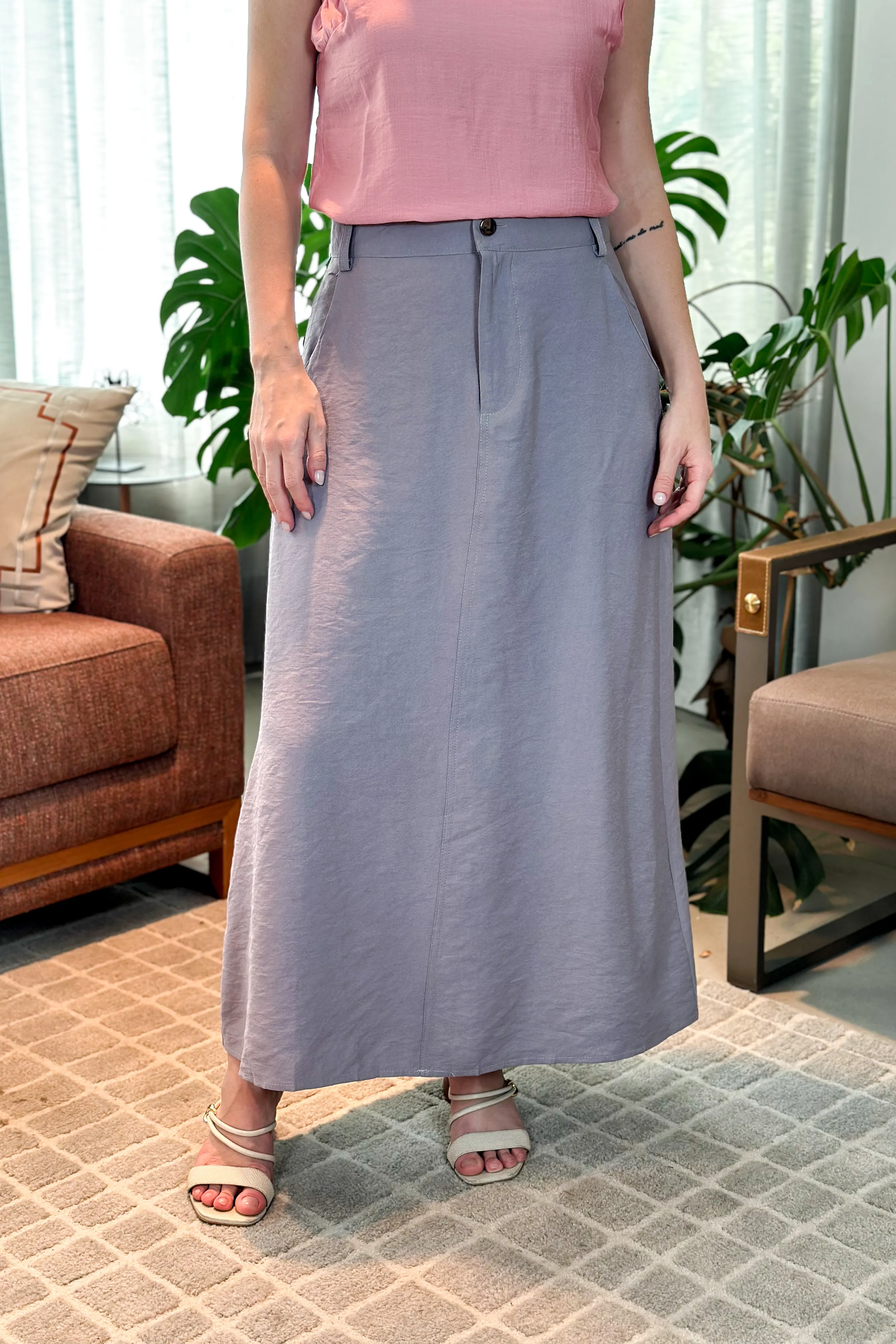 Saia Midi Visco Premium Carol Cinza - Image 8