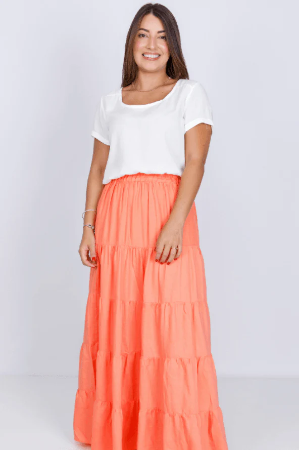 Saia Midi Forrada Viscose Aurora Laranja - Image 4