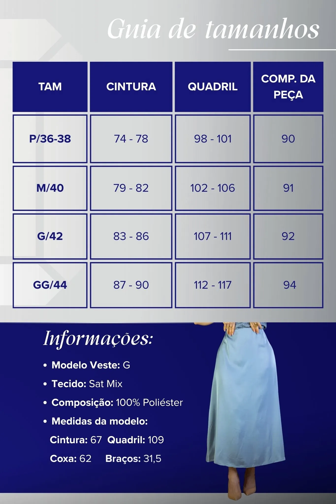 Saia Midi Lisa Sat Mix Magda Azul - Image 3