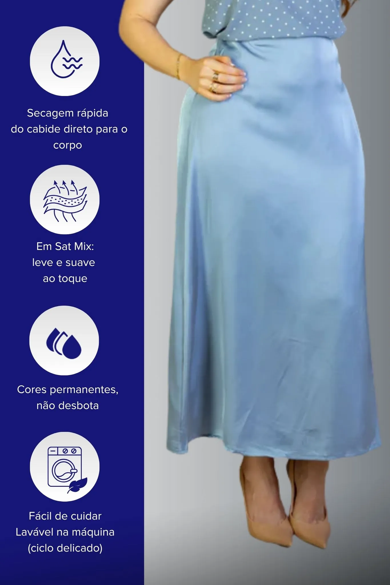 Saia Midi Lisa Sat Mix Magda Azul - Image 5