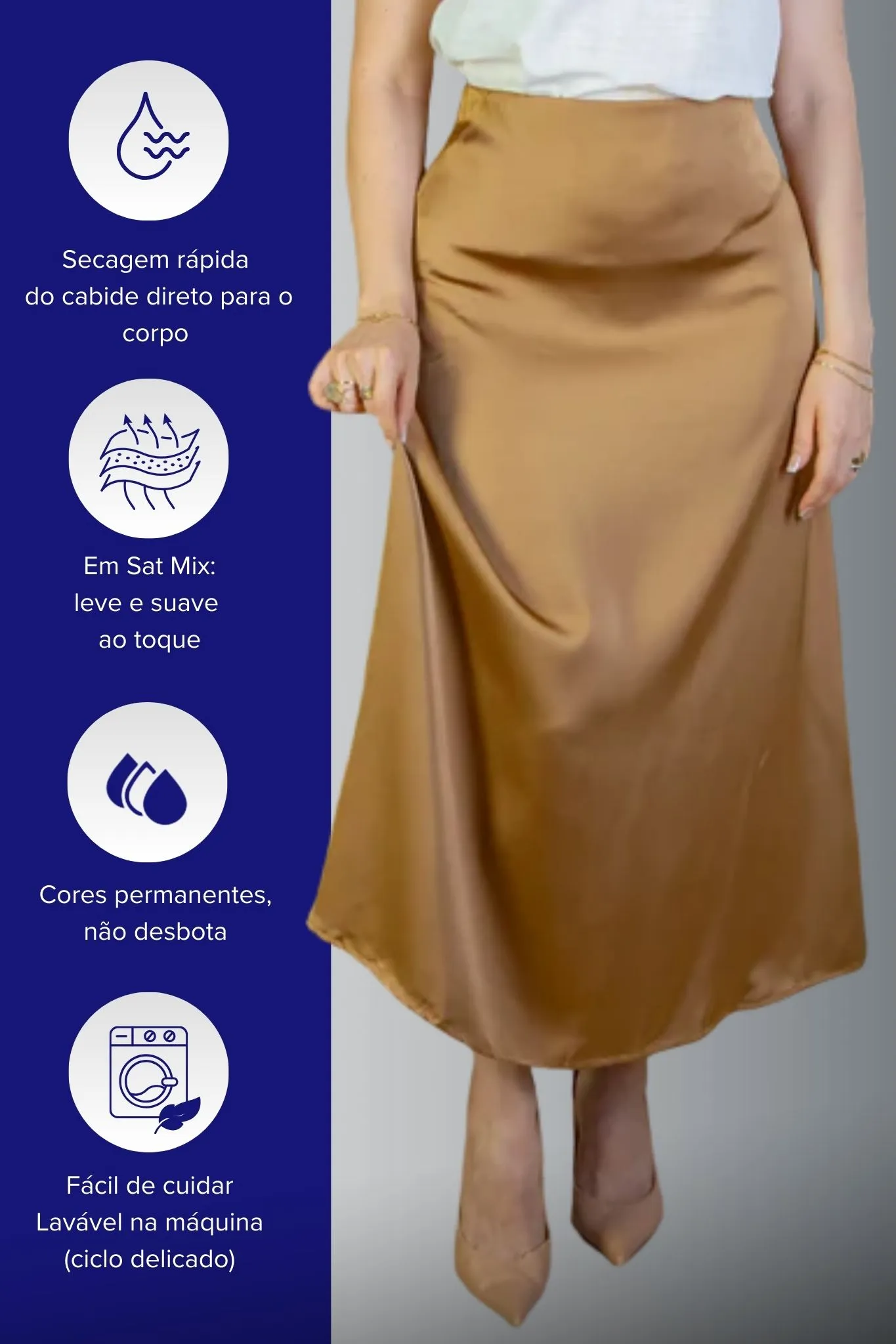 Saia Midi Lisa Sat Mix Magda Marrom - Image 5