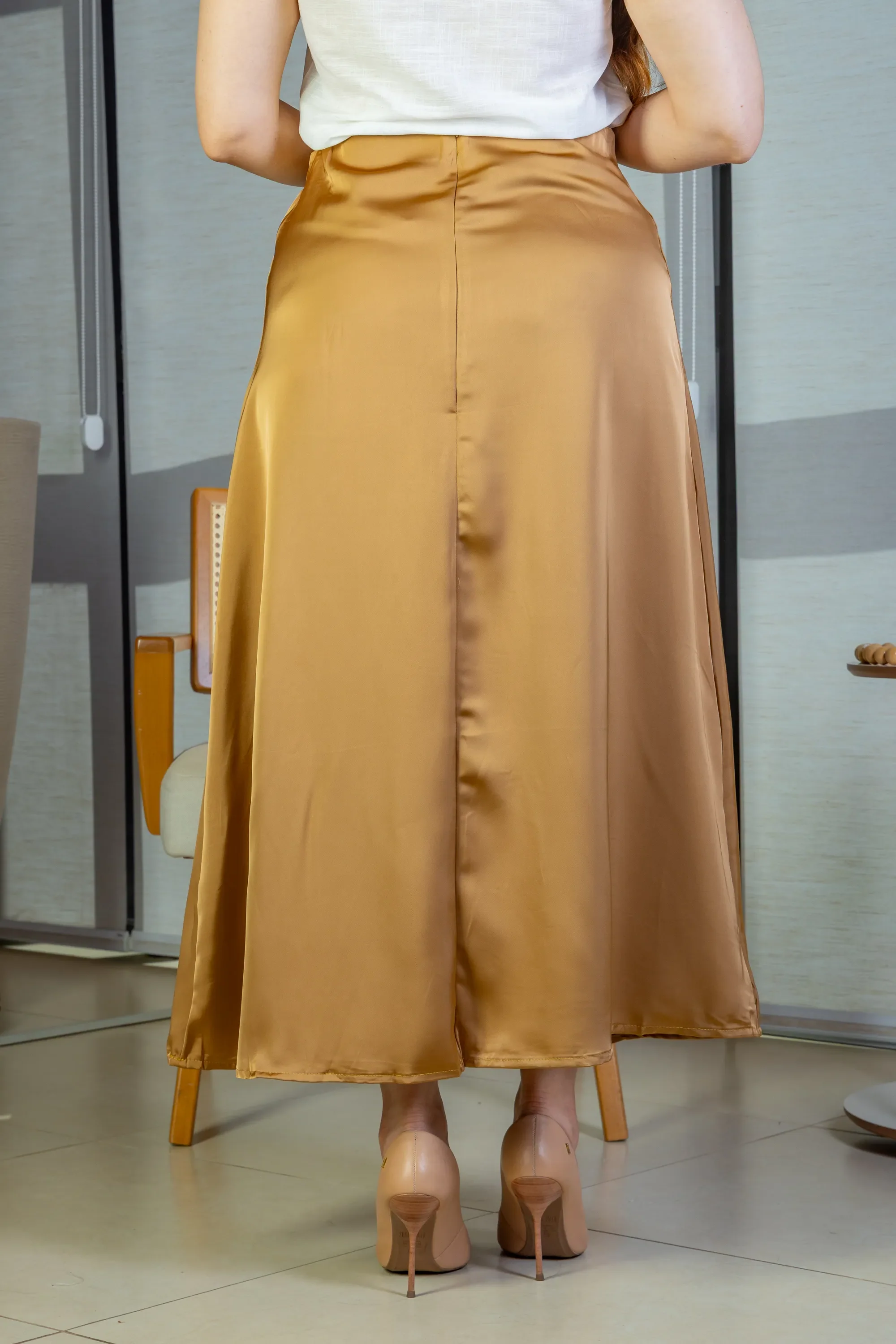 Saia Midi Lisa Sat Mix Magda Marrom - Image 6