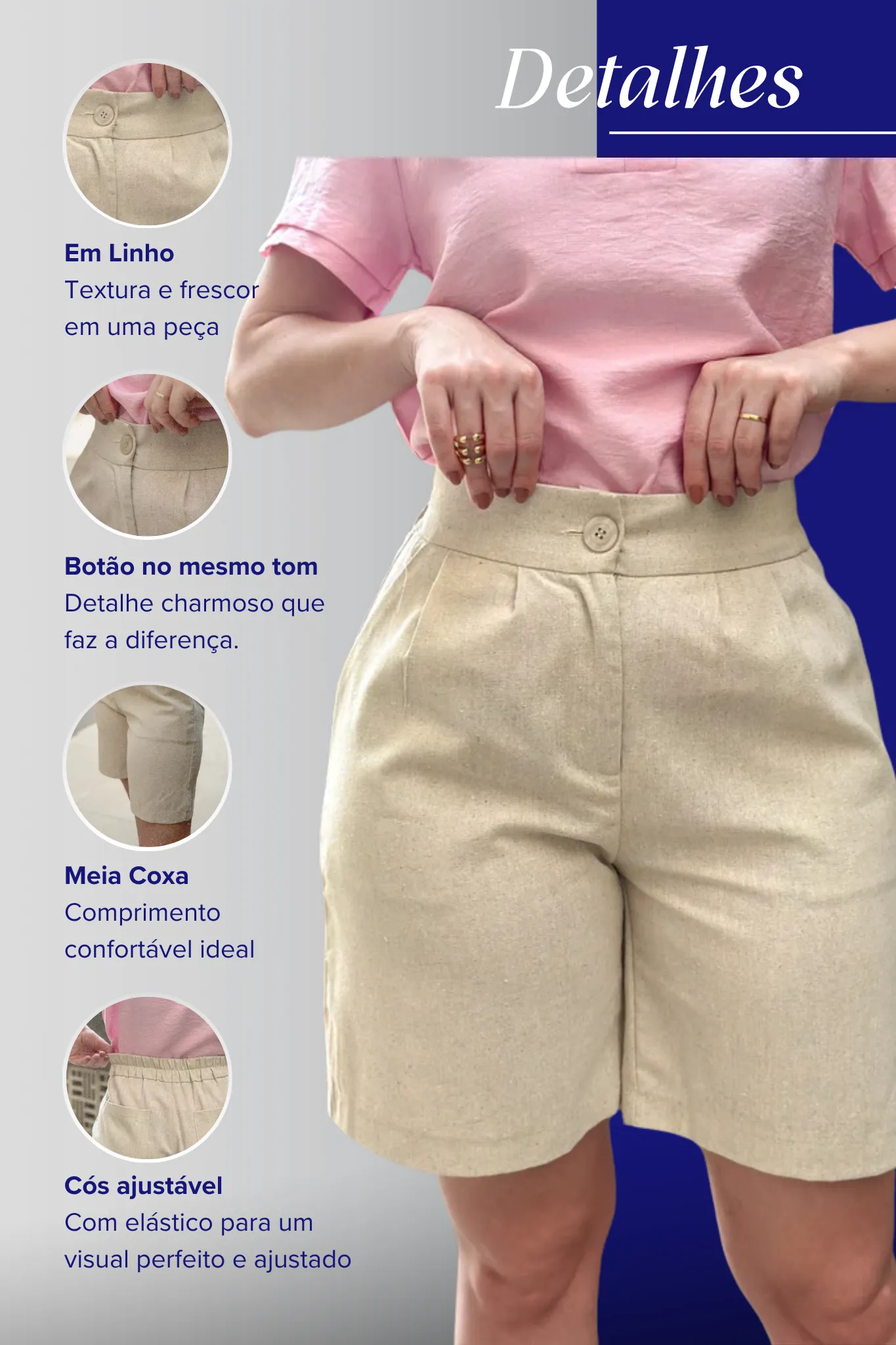 Short Em Linho Abigail Bege - Image 5