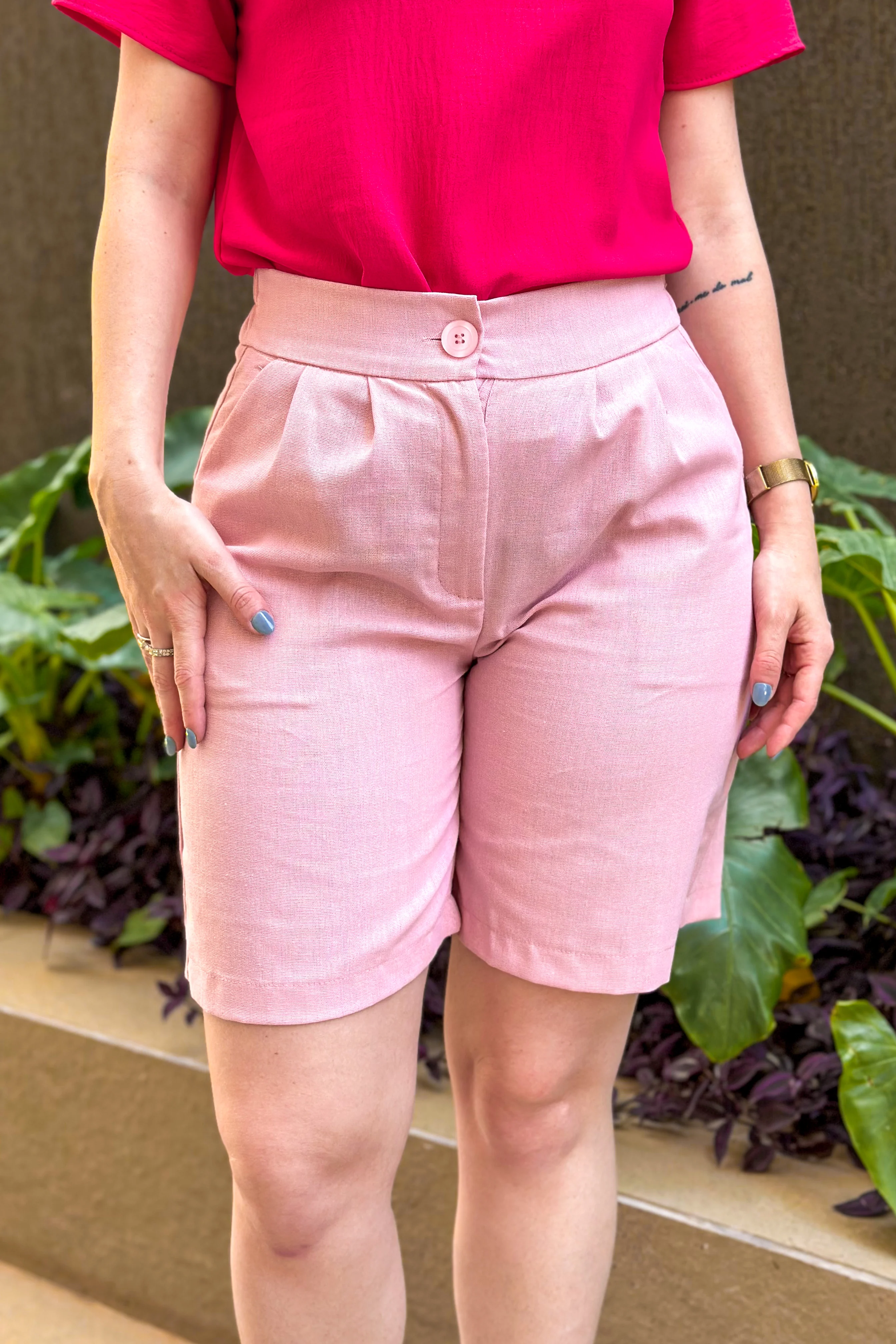Short Em Linho Abigail Rosa - Image 8