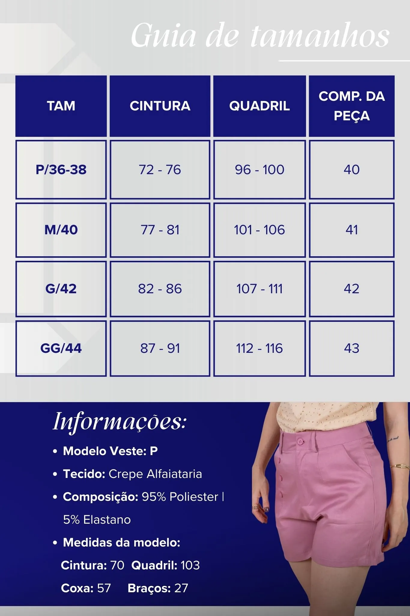 Bermuda Detalhes Botões Crepe Alfaiataria Débora Rosa - Image 3