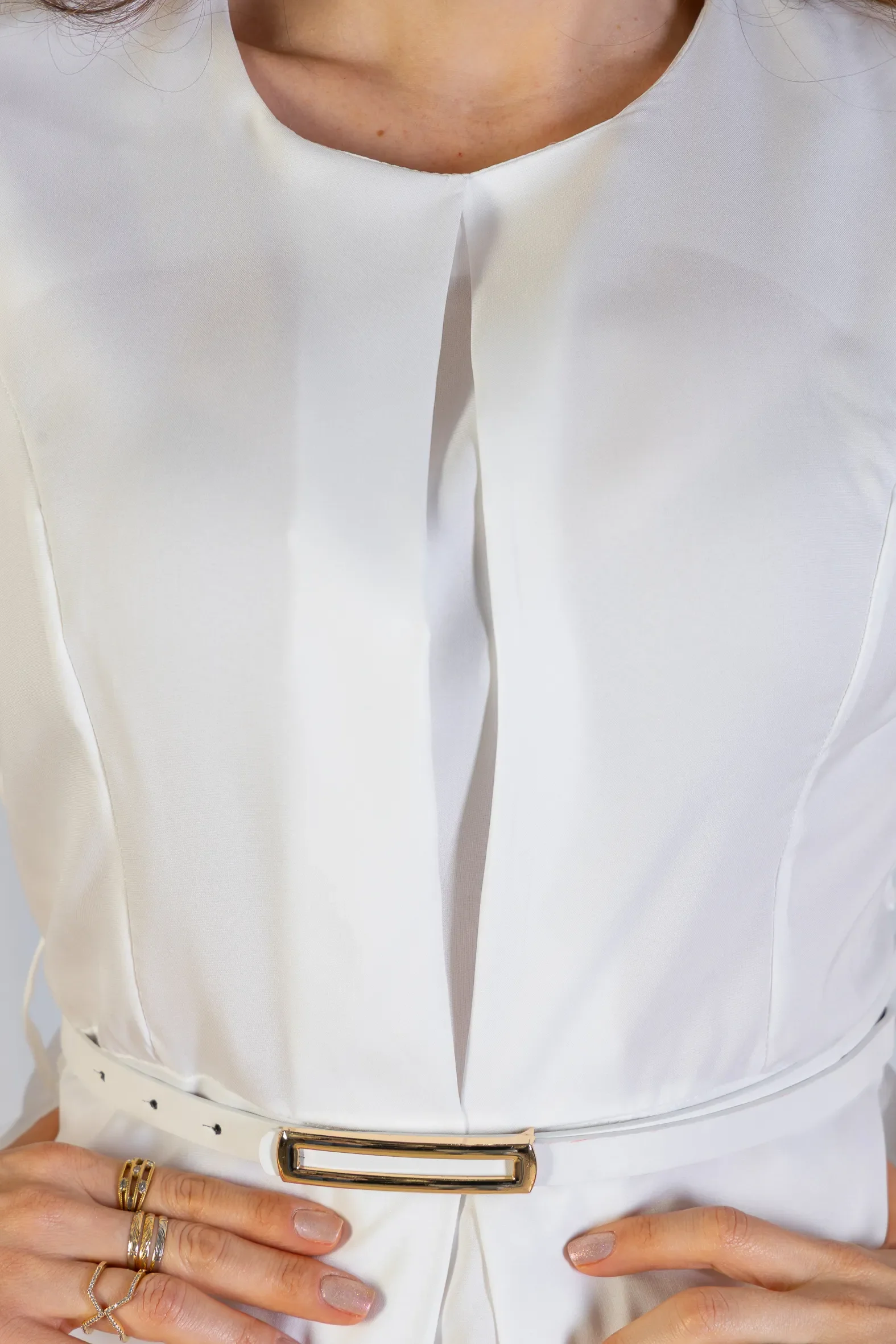 Vestido Longo Alfaiataria Detalhe Cinto Patrícia Poeta Branco - Image 8